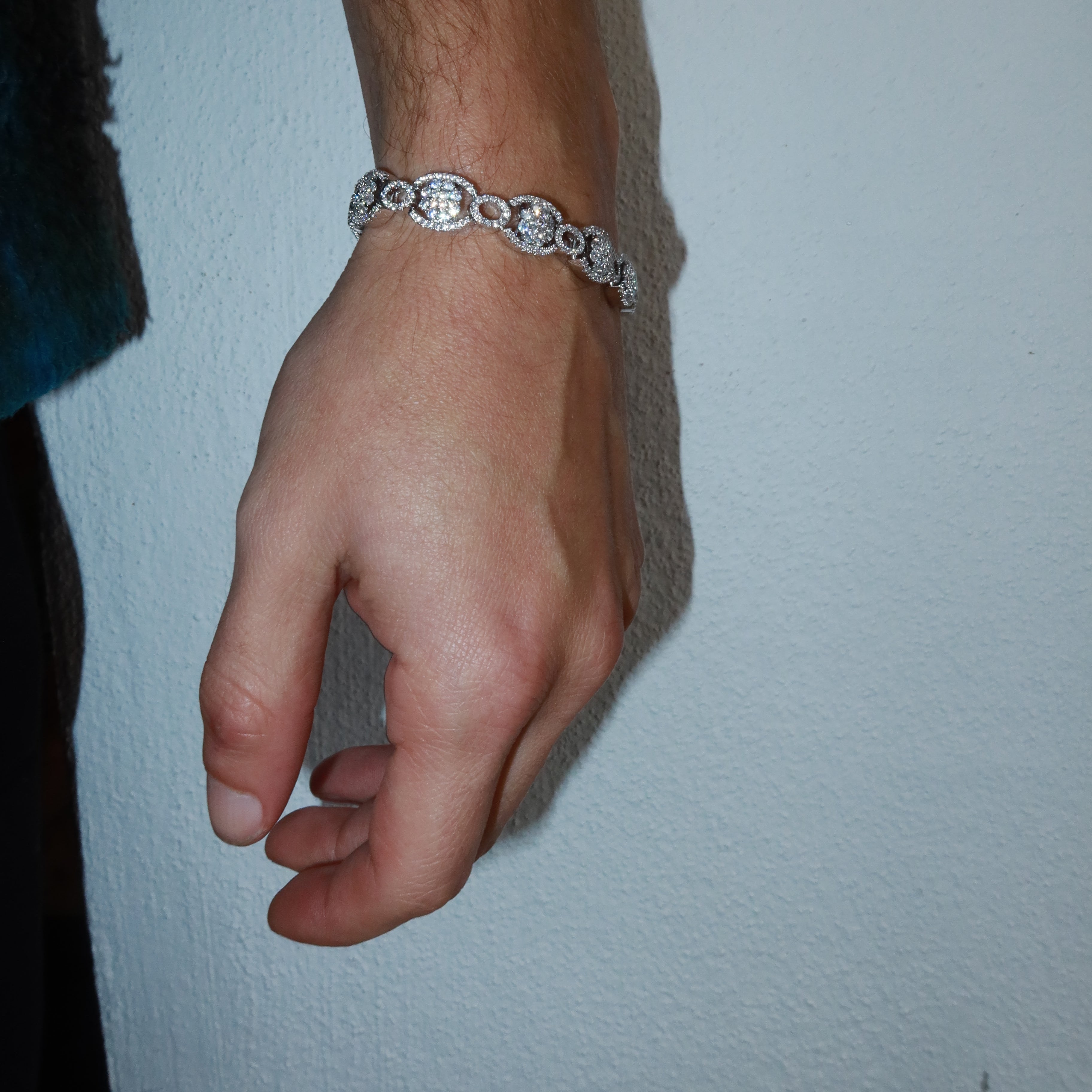 10mm White Gold Round Ball Cuban Link Bracelet