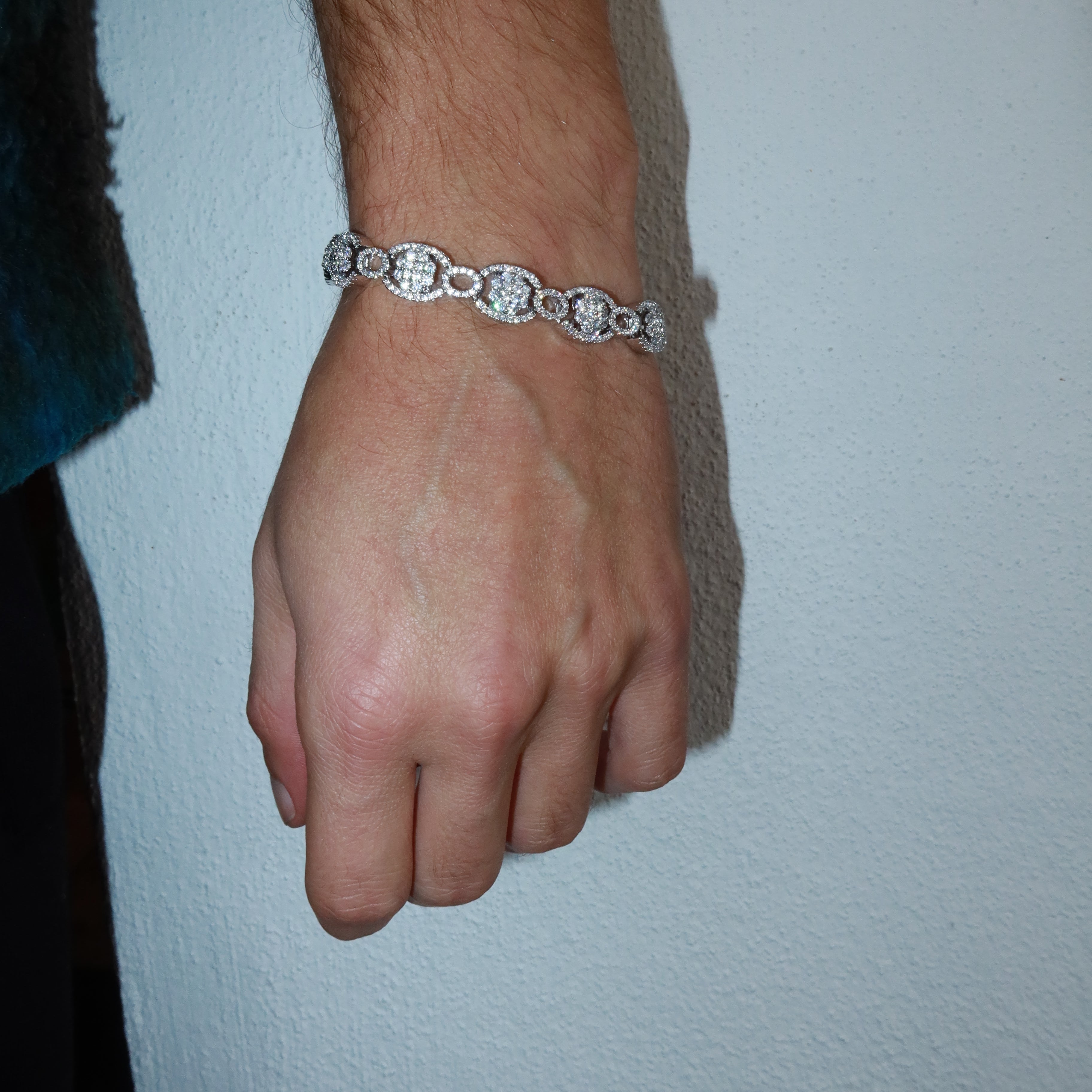 10mm White Gold Round Ball Cuban Link Bracelet