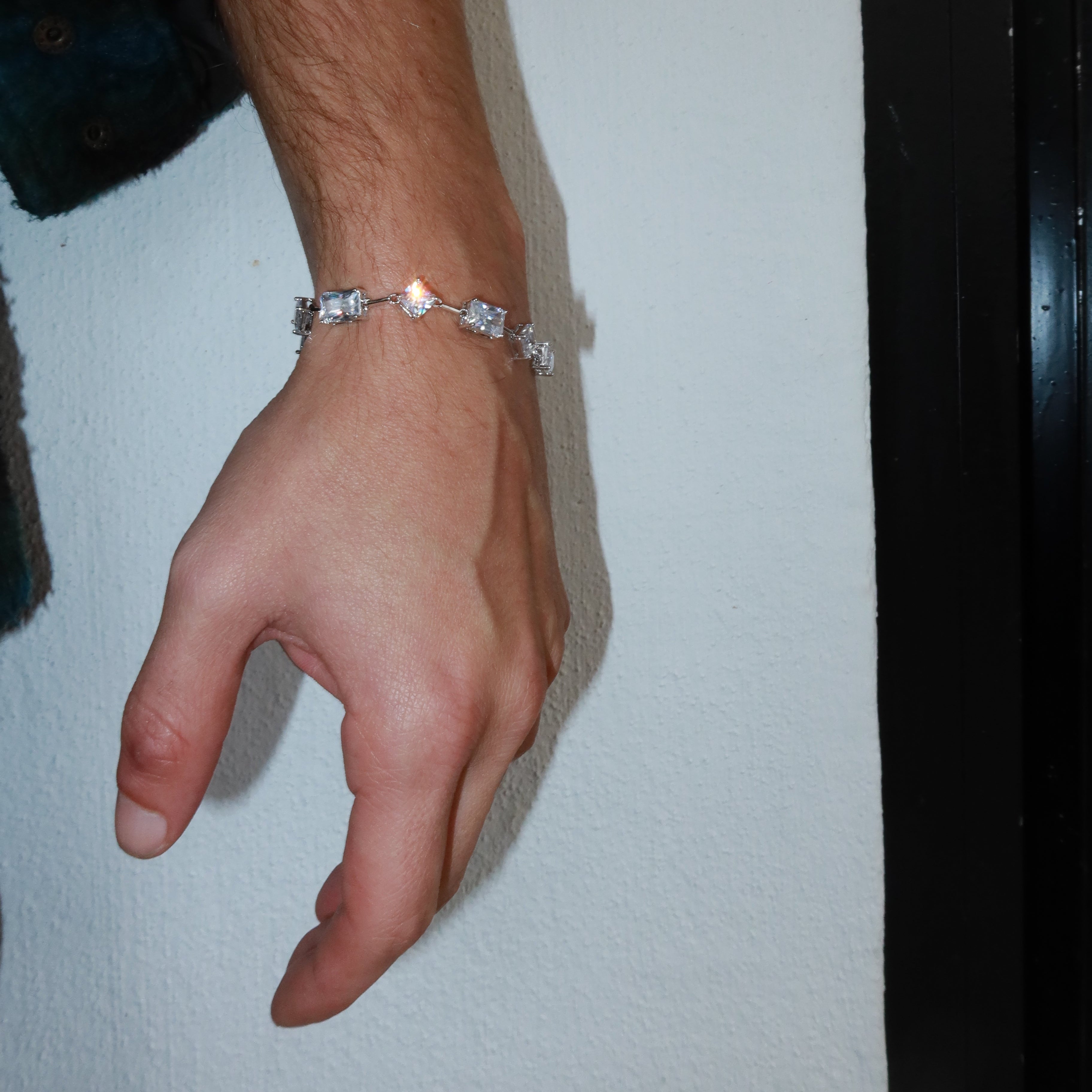 Square Emerald Stone Link Bracelet