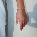 14K Gold Plated Cresent Star Stone Motif Bracelet