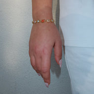 14K 6mm Iced Link Multi Motif Bracelet