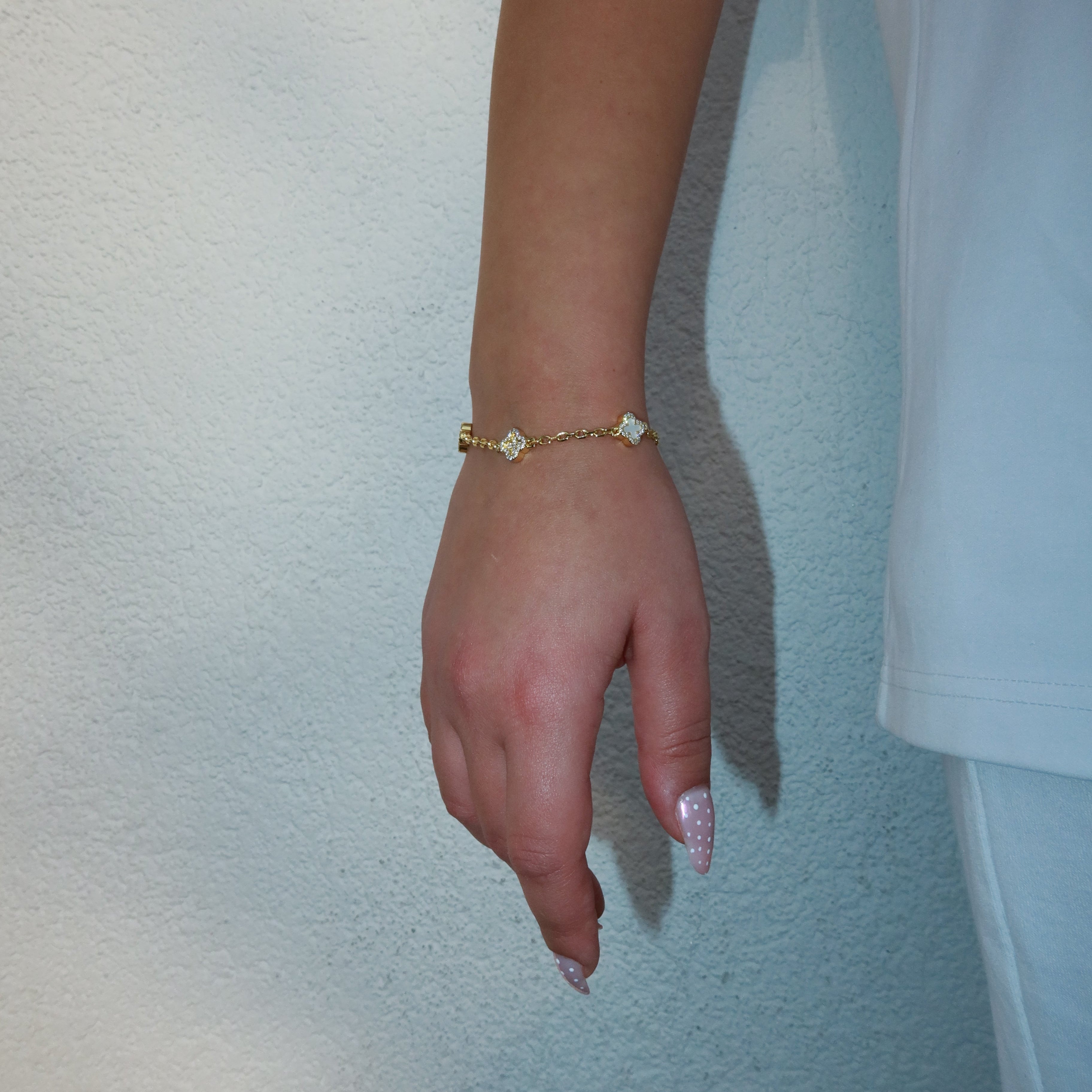 14K Gold Plated 6mm Multi Clover Motif Bracelet