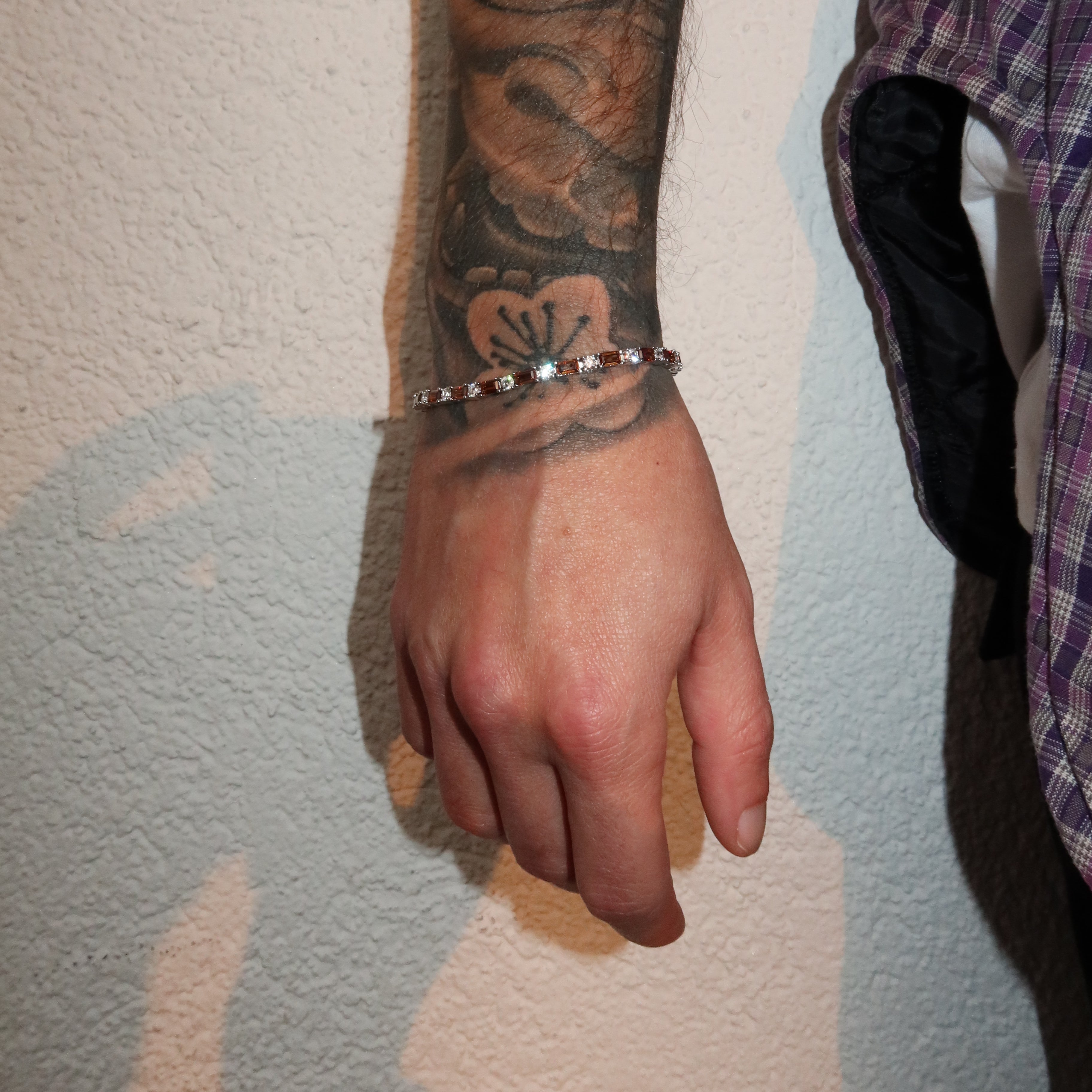 White Gold Plated 2mm Coffee- White Tennis Bracelet