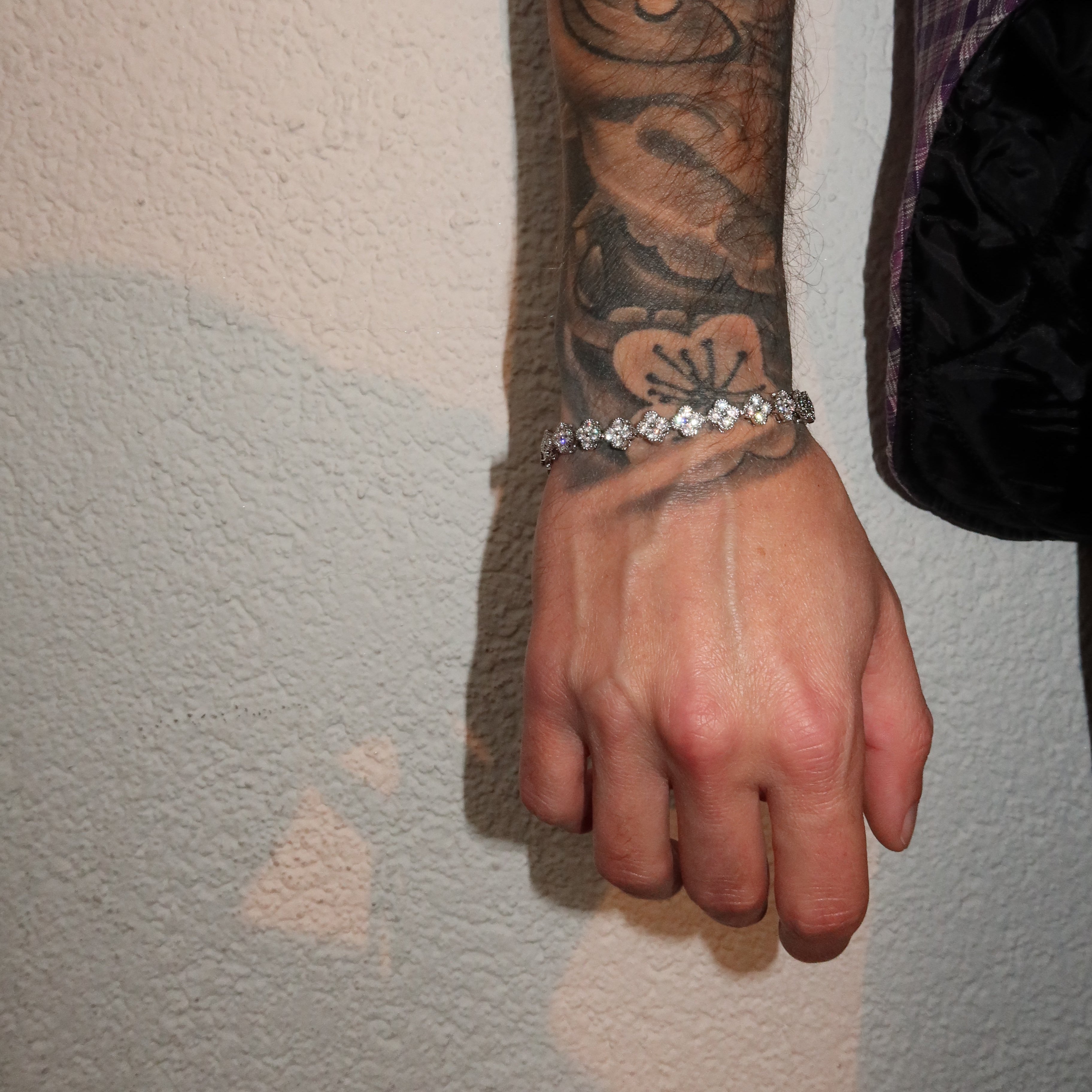 White Gold Plated 7mm Micro Clover Tennis Bracelet