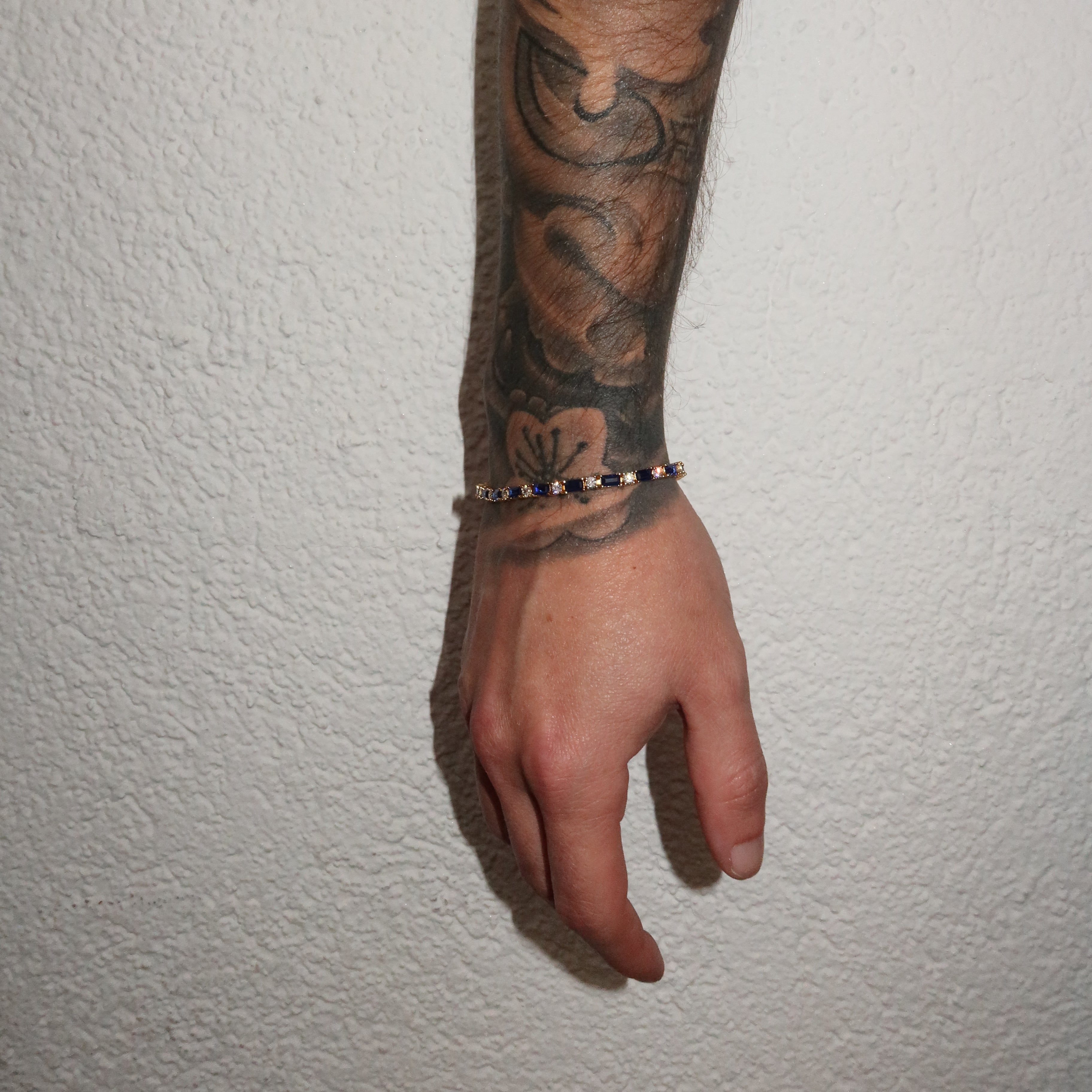 14K Gold Plated 2mm Sapphire- White Tennis Bracelet