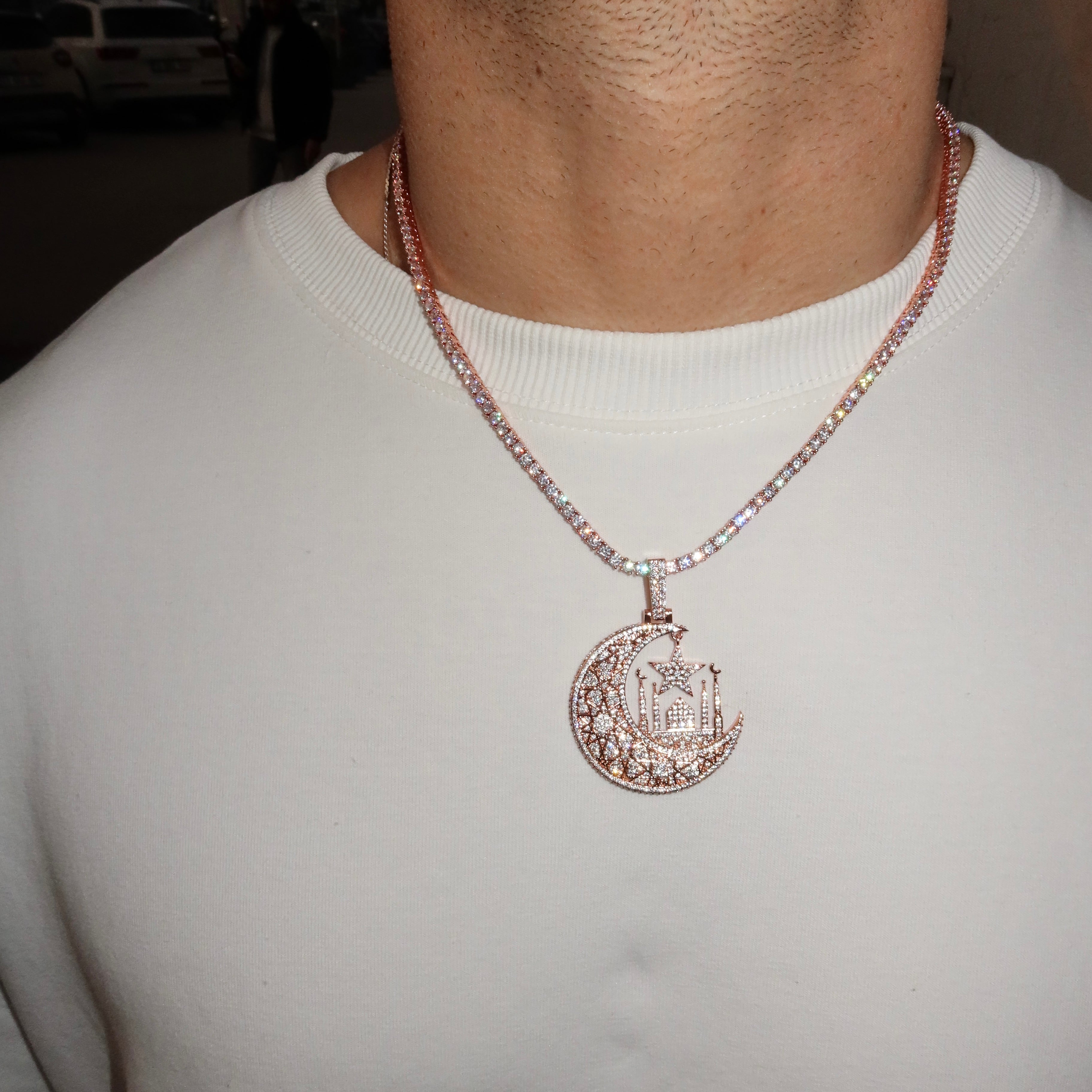 Rose Gold Plated Cresent Star Pendant