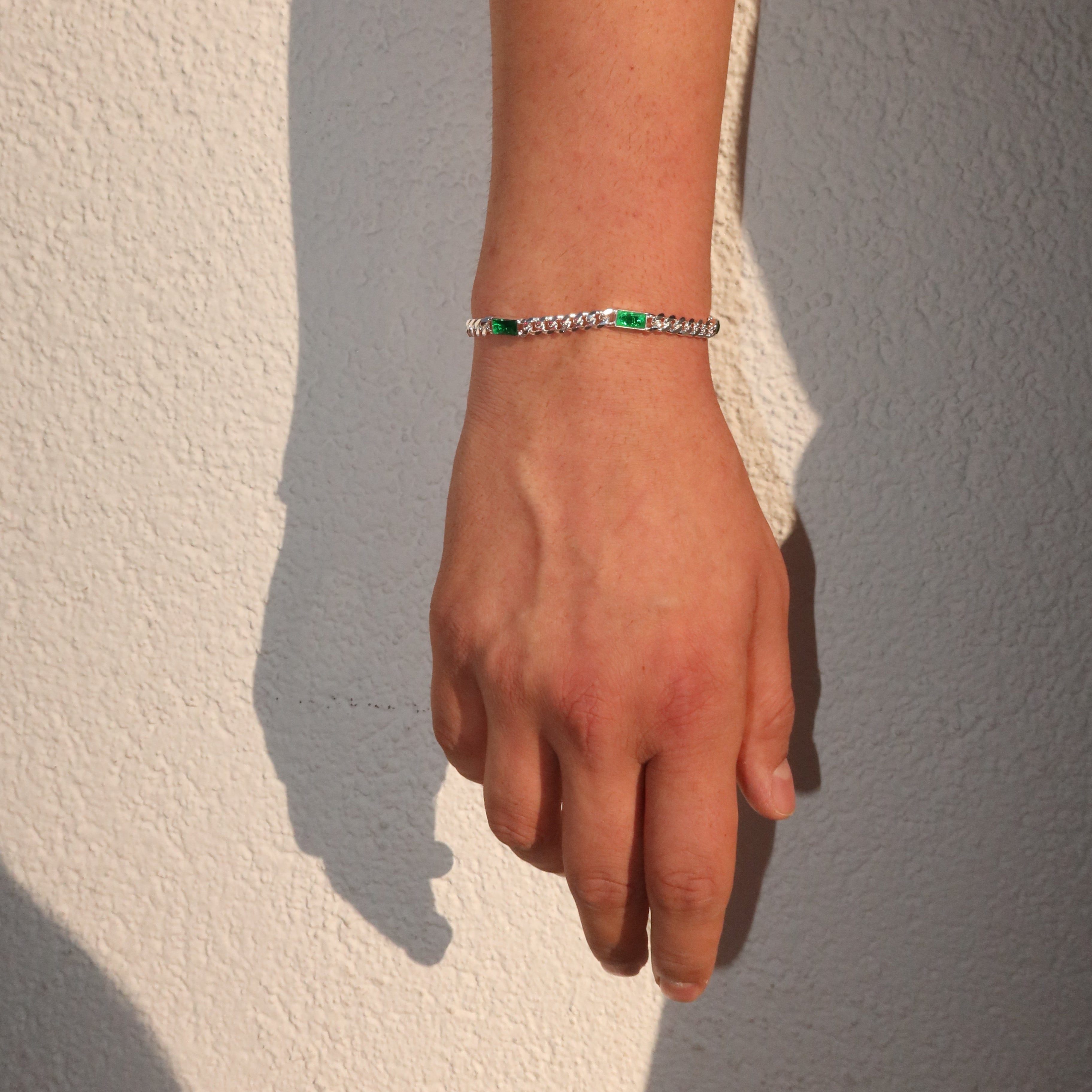 5.5mm Stainless Steel Emerald Cuban Bracelet