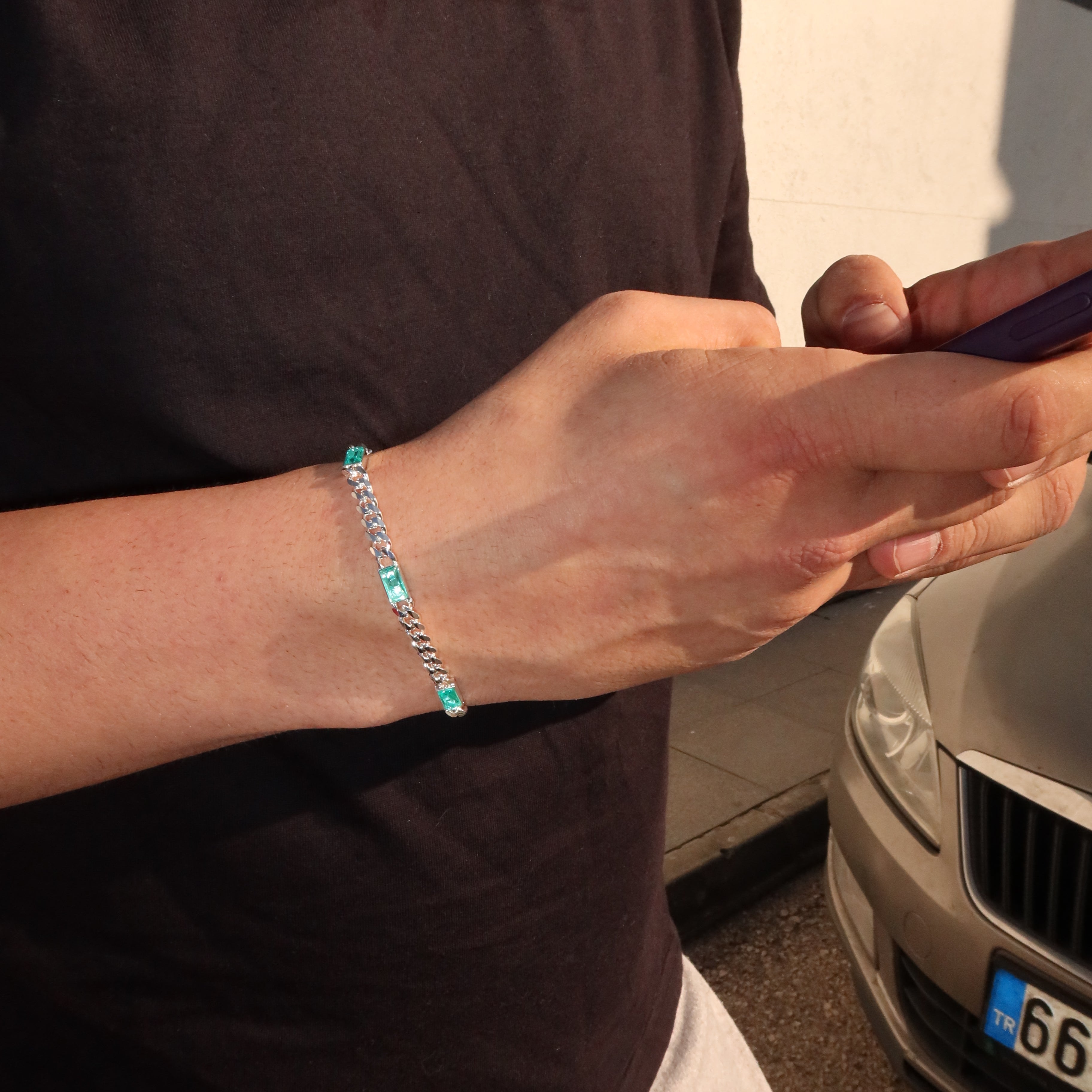 5.5mm Stainless Steel Paraiba Cuban Bracelet