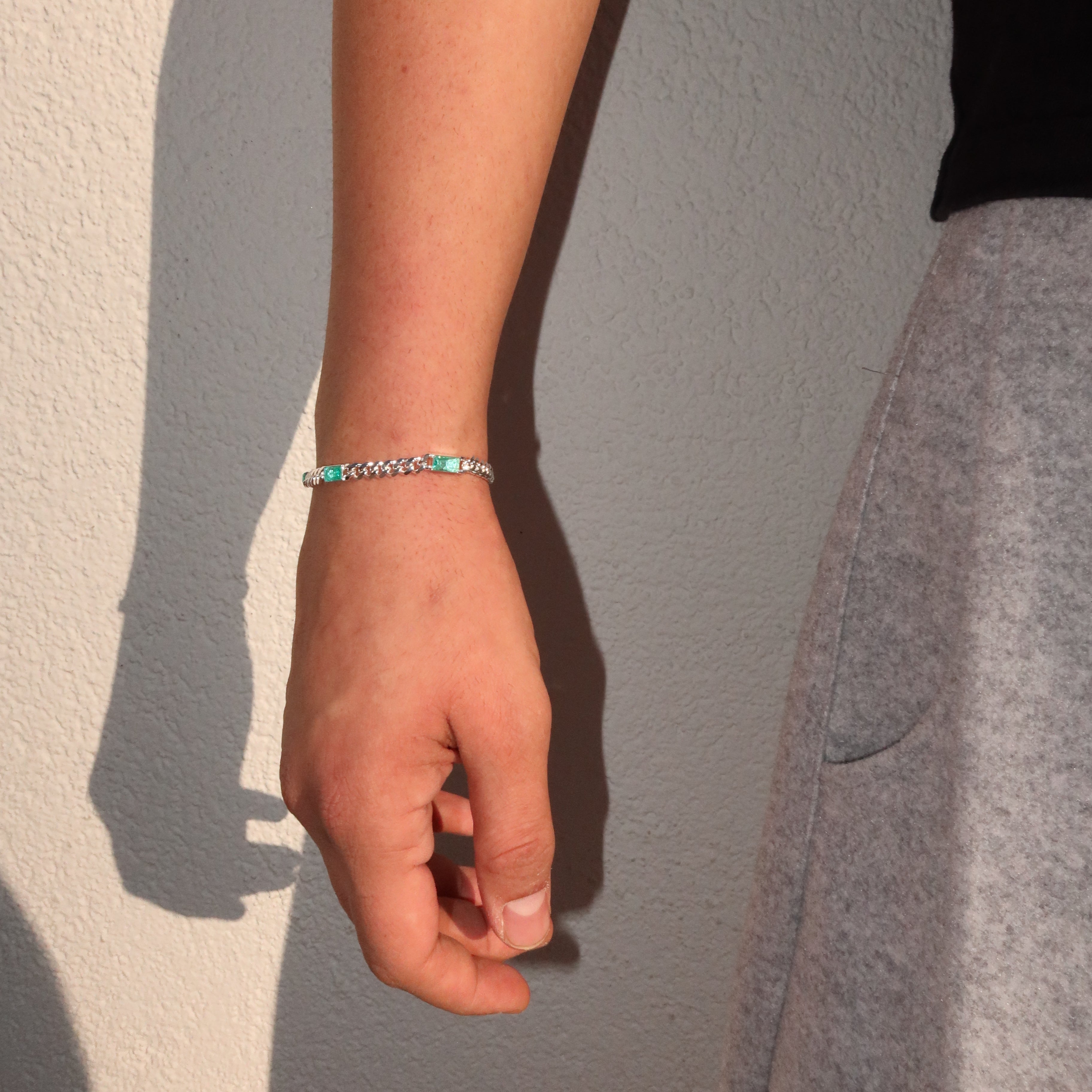 5.5mm Stainless Steel Paraiba Cuban Bracelet