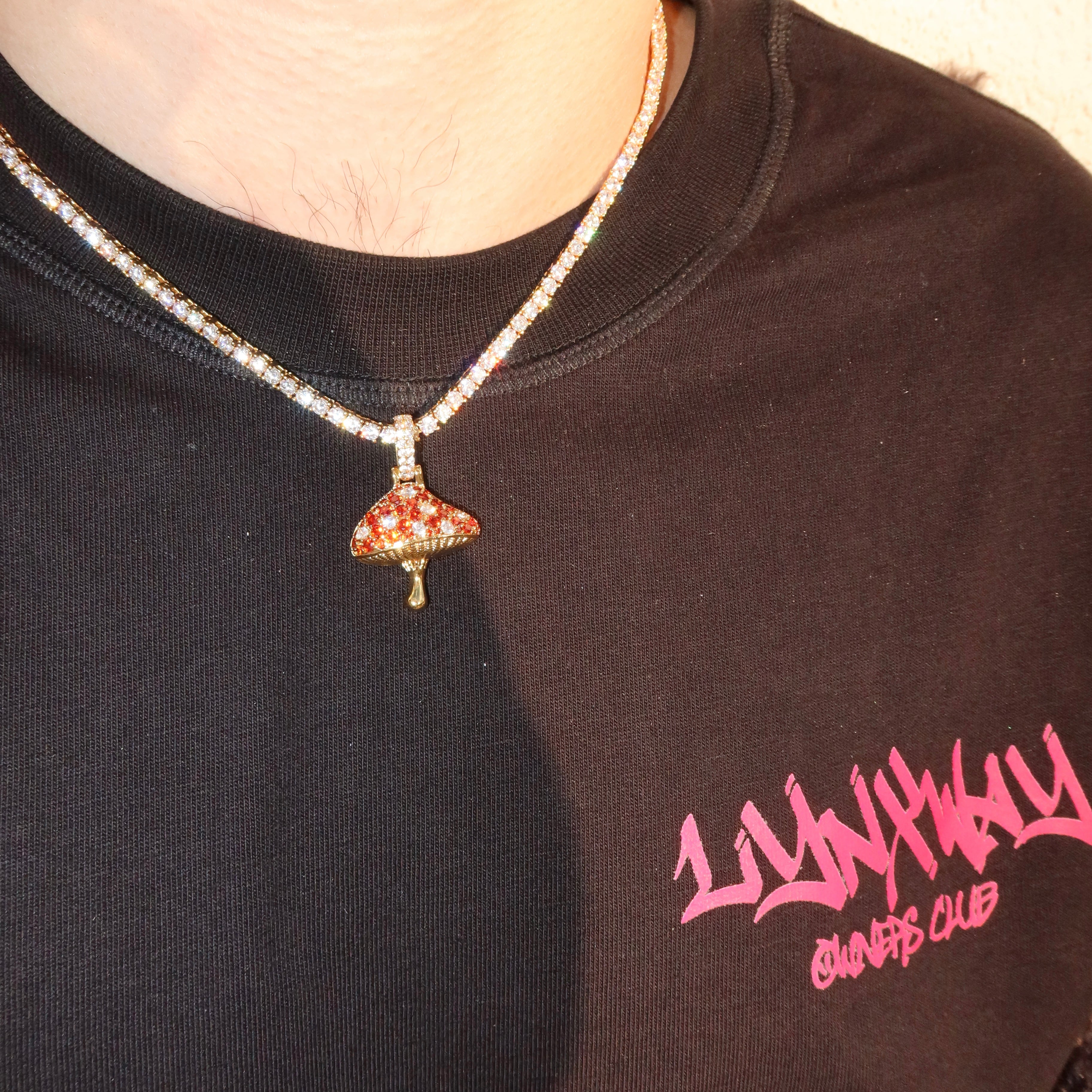 14K Gold Plated Iced Mushroom