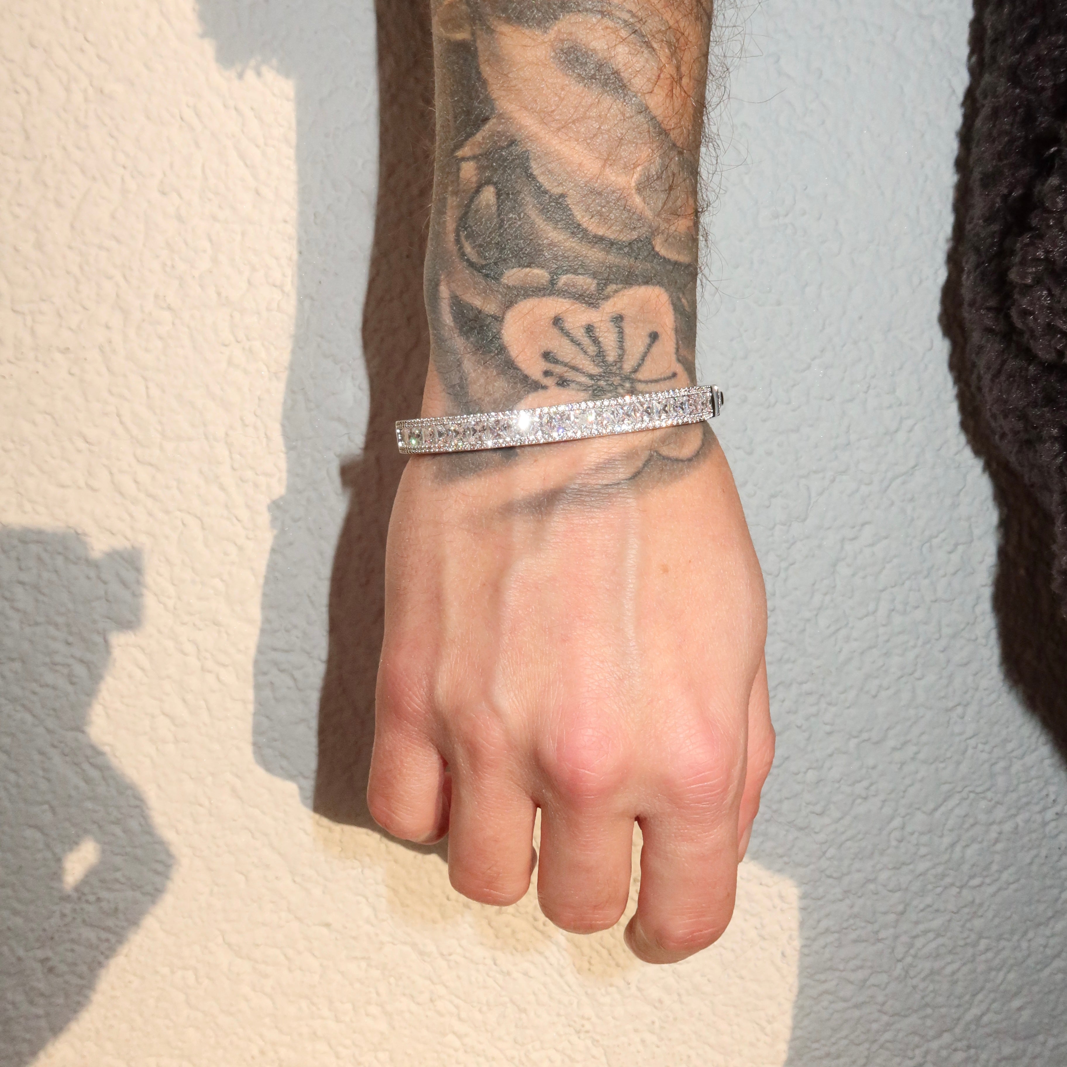 White Gold Plated CZ Bangle