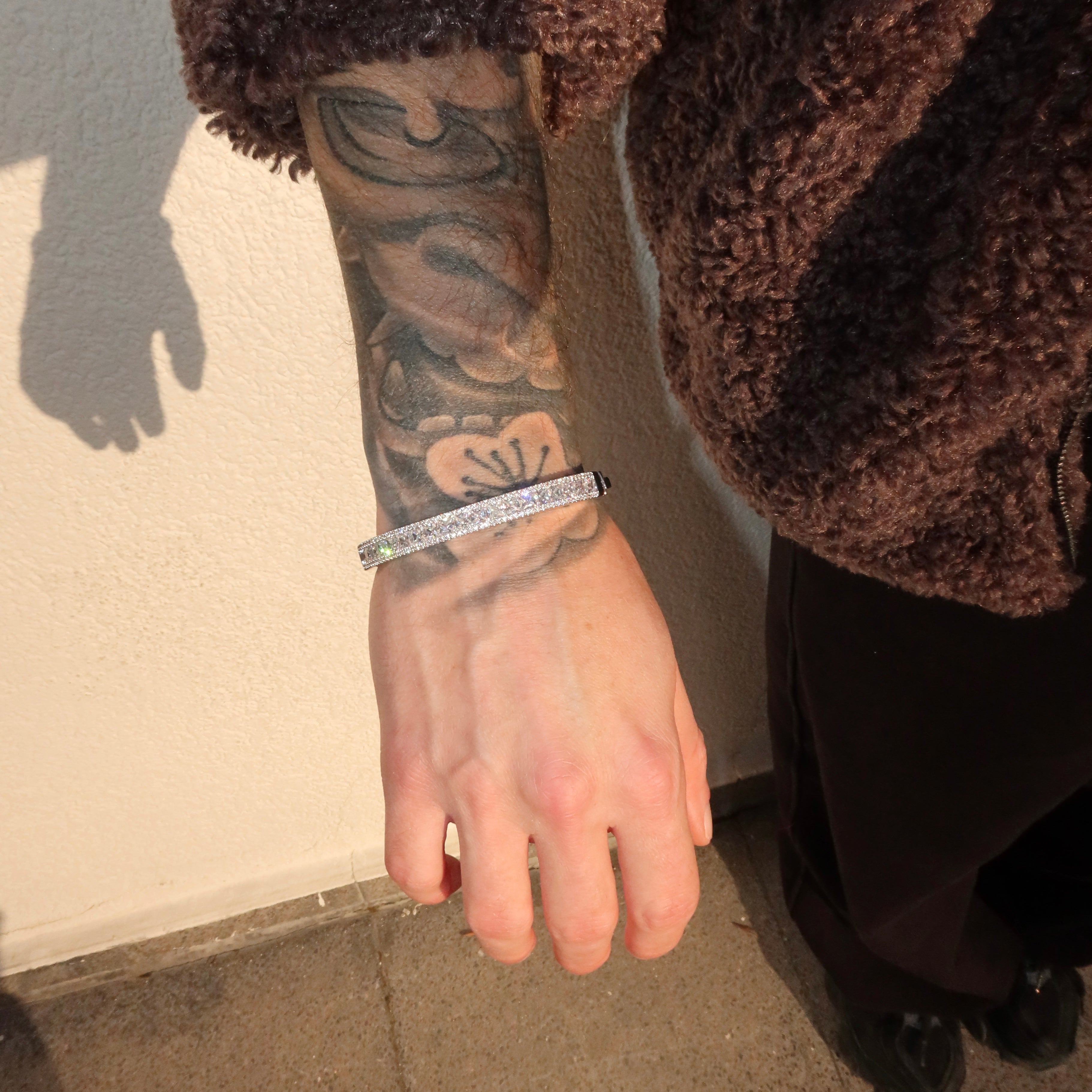 White Gold Plated CZ Bangle