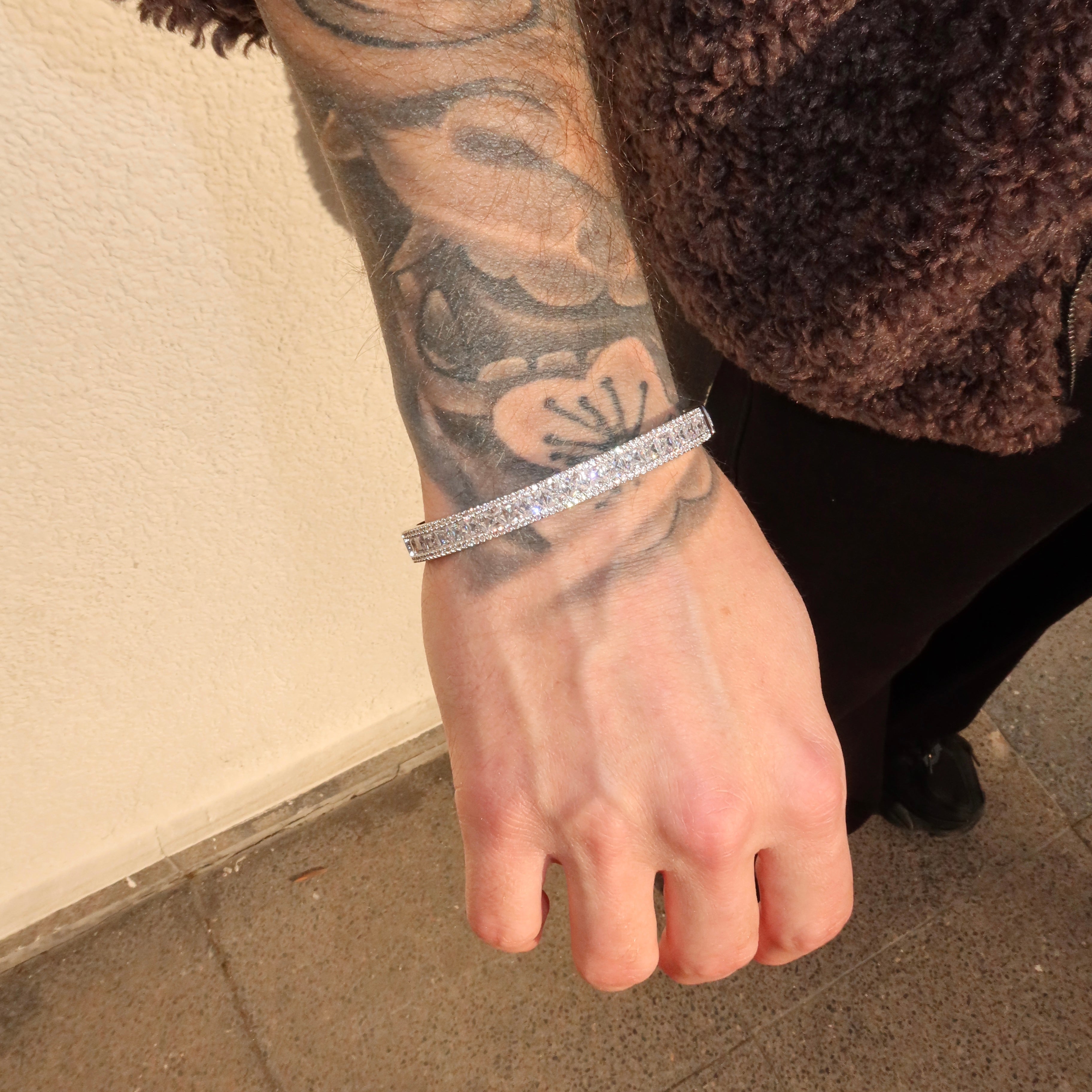 White Gold Plated CZ Bangle