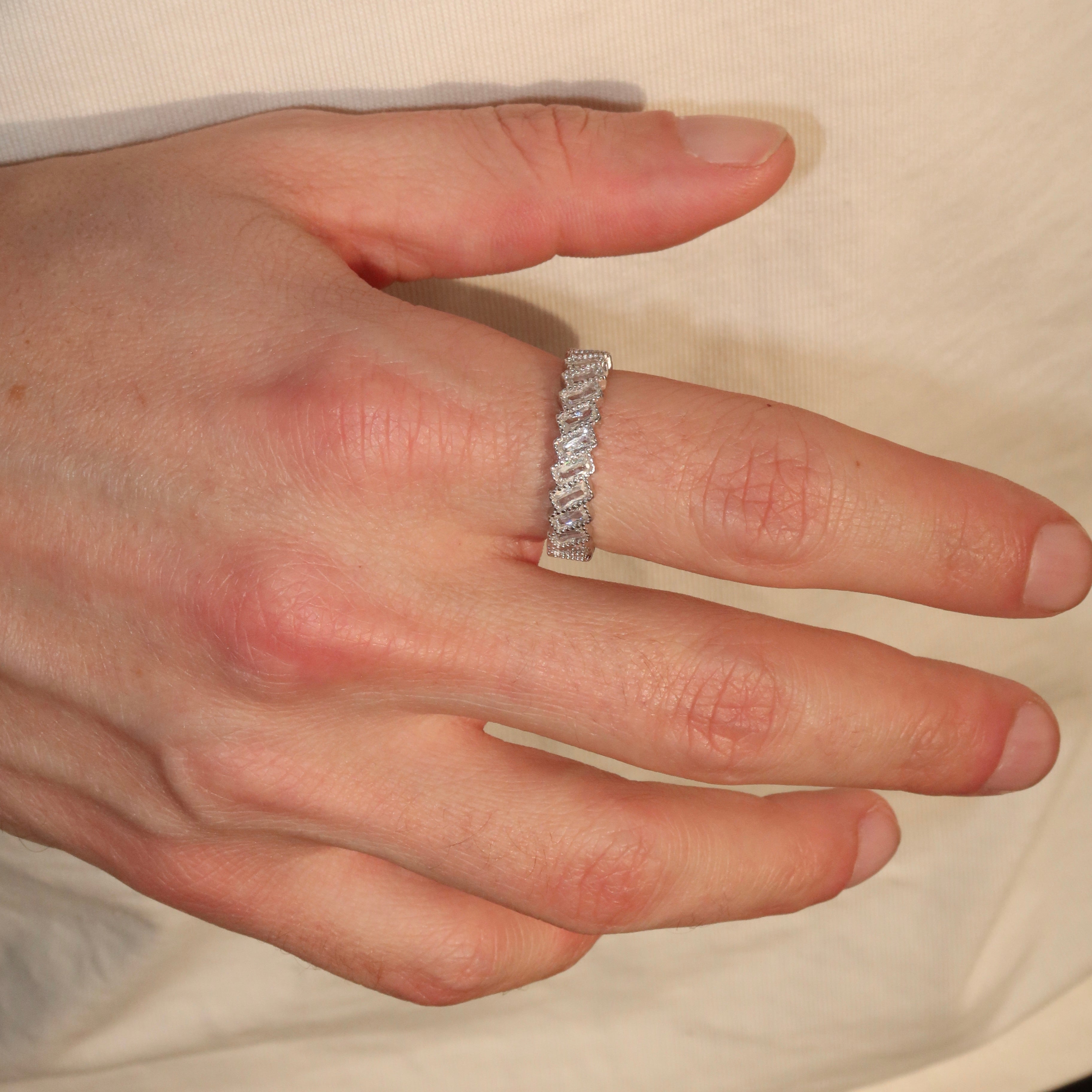925 Sterling Silver Baguette Row Ring