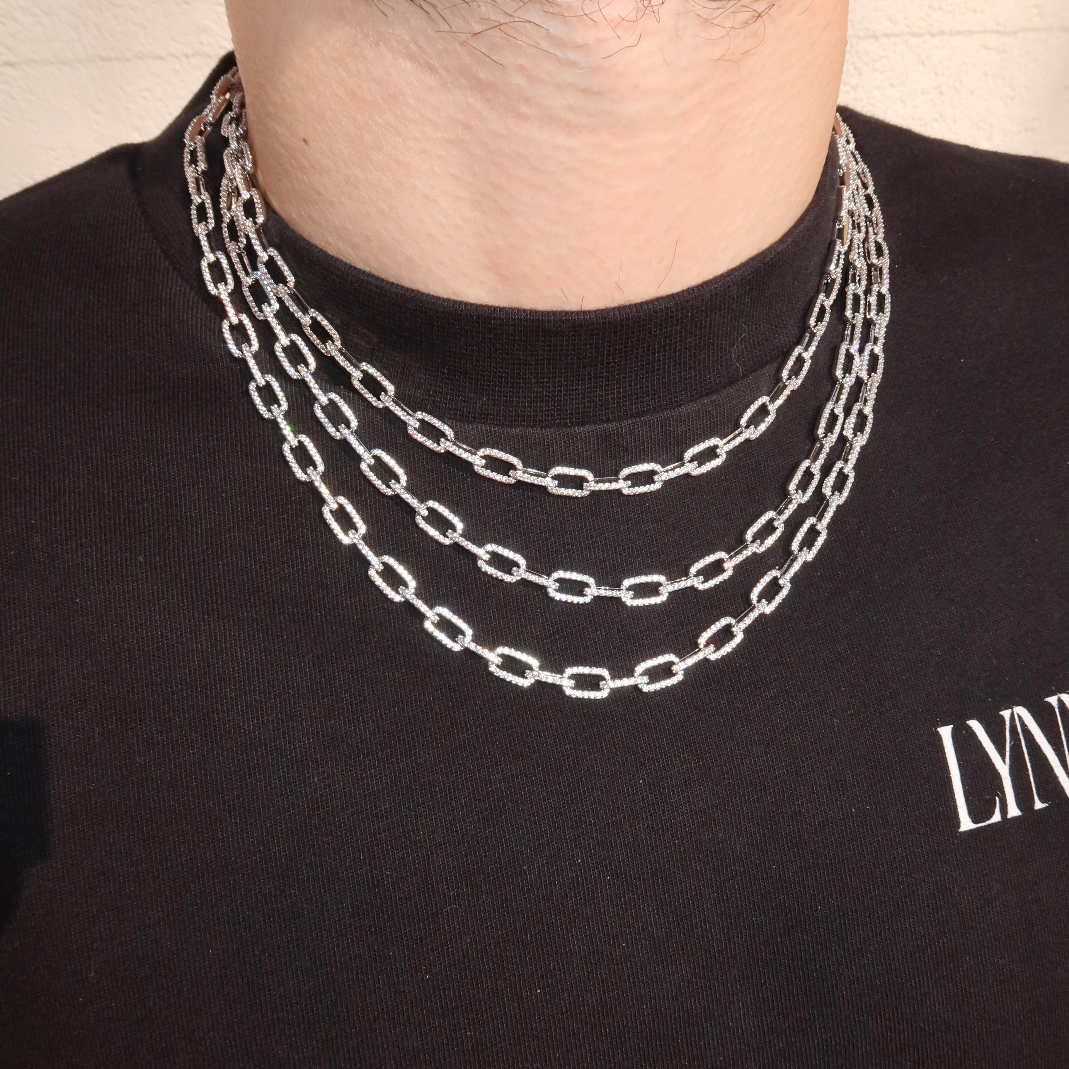 White Gold Plated 6mm Iced Link Chain