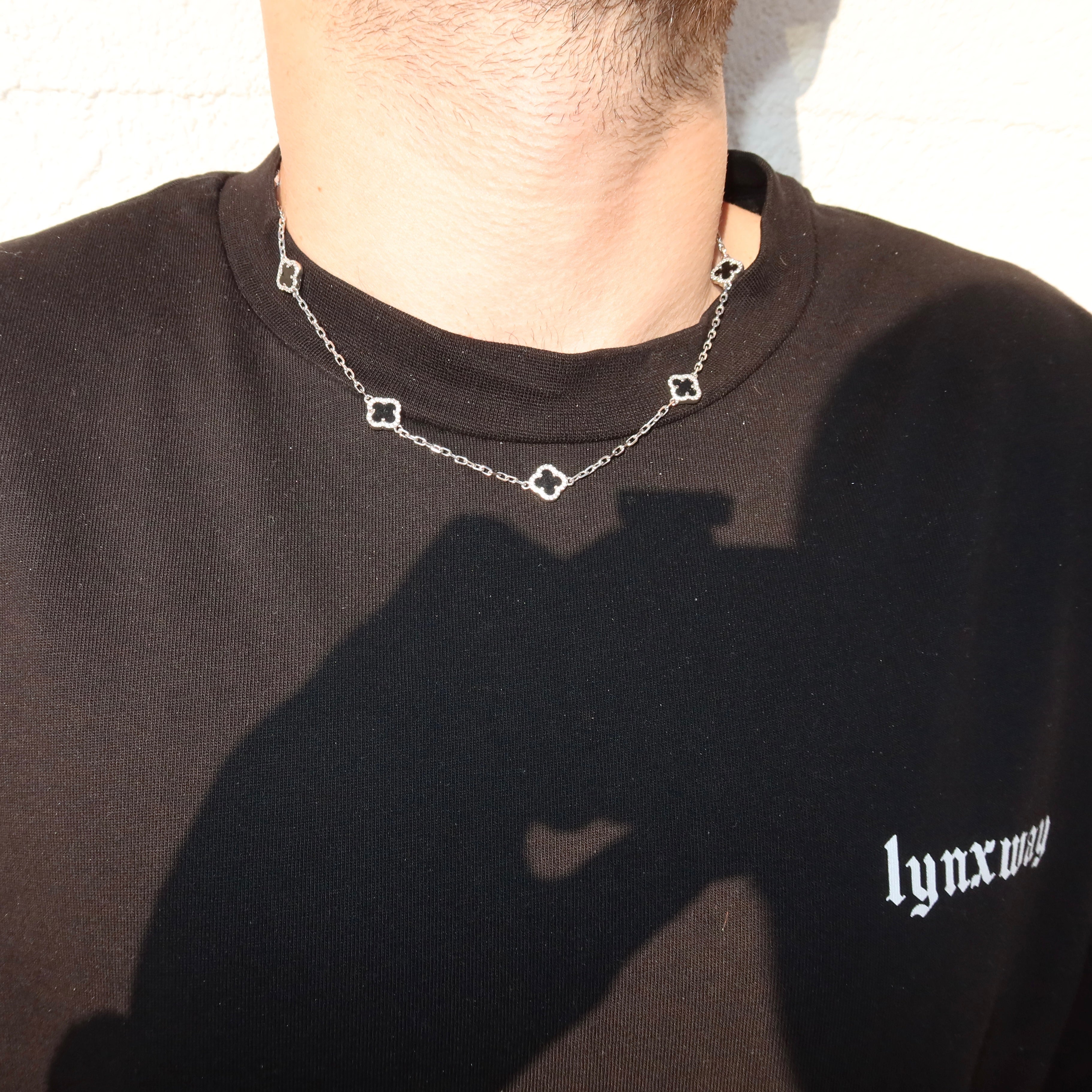 10mm White Gold Plated Iced Motif Necklace