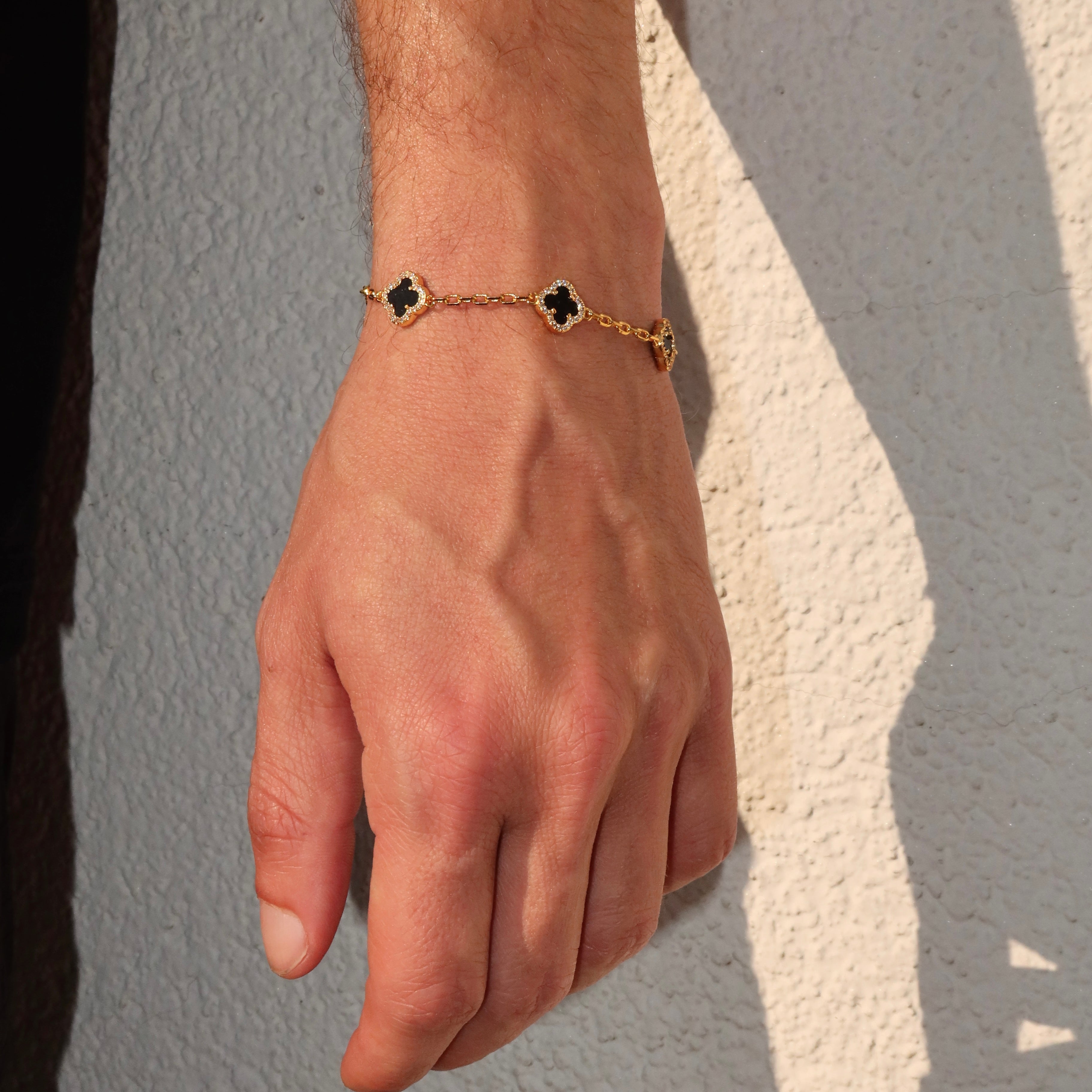 10mm 14K Gold Plated Iced Motif Bracelet