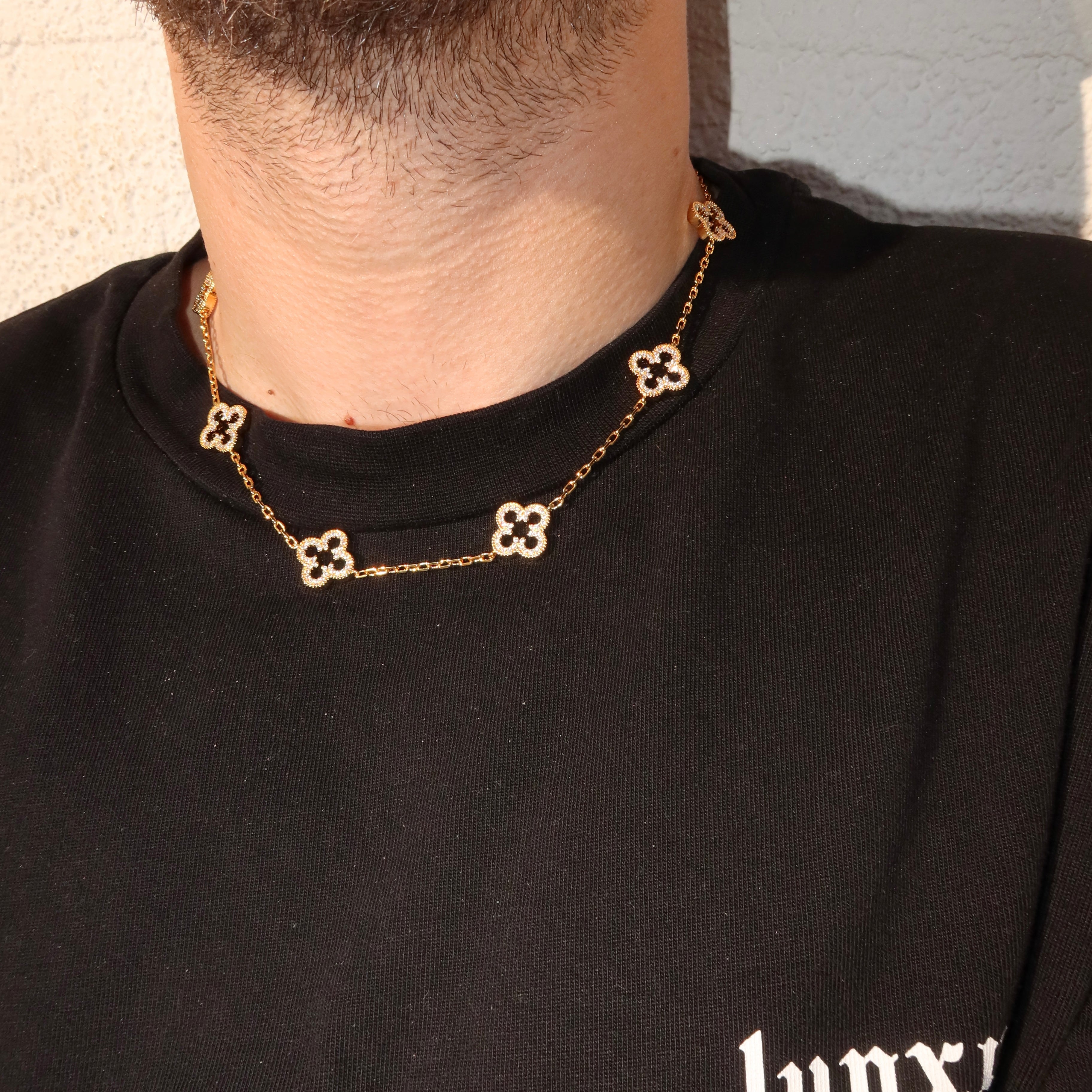14K Gold Plated Iced Motif Necklace