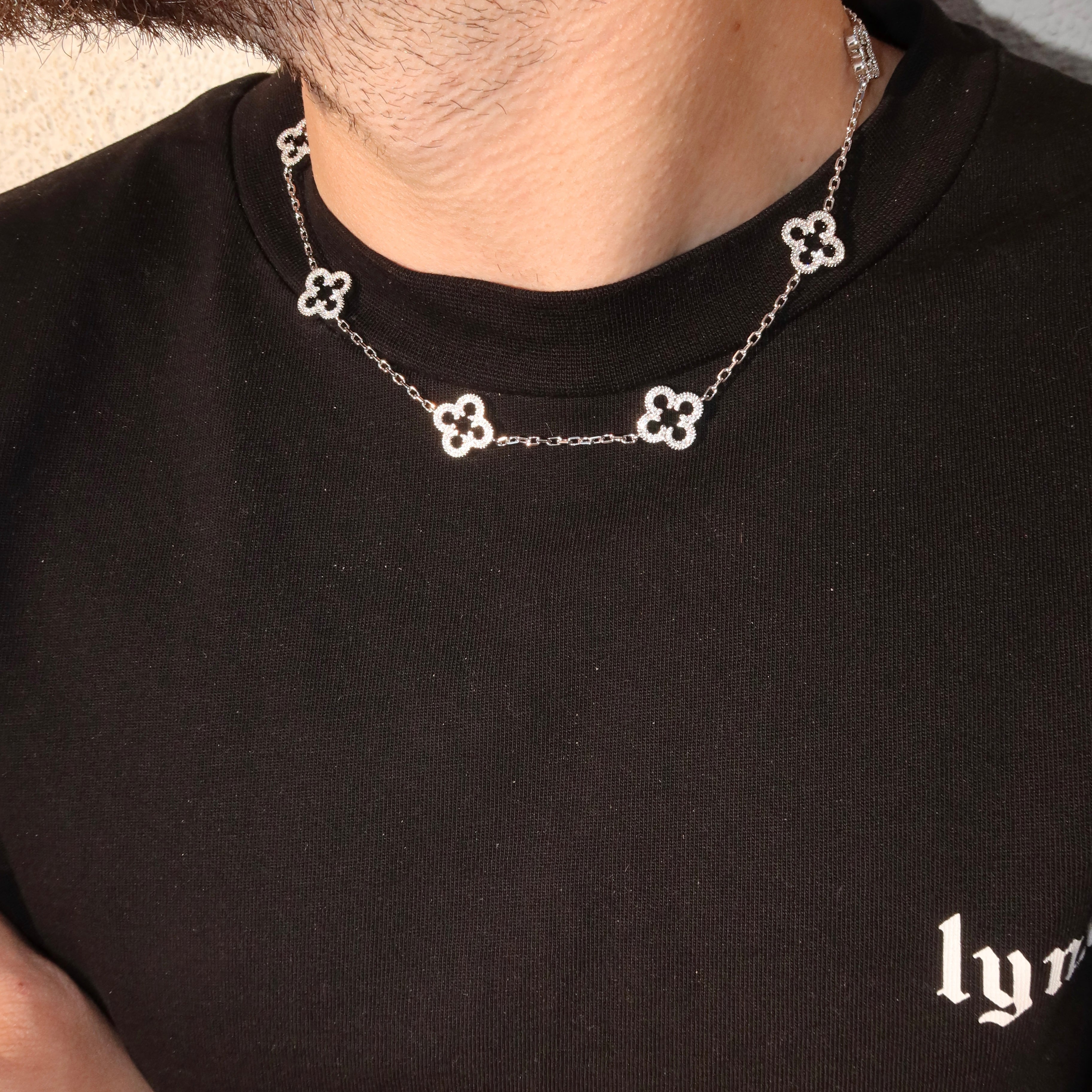 White Gold Plated Iced Motif Necklace