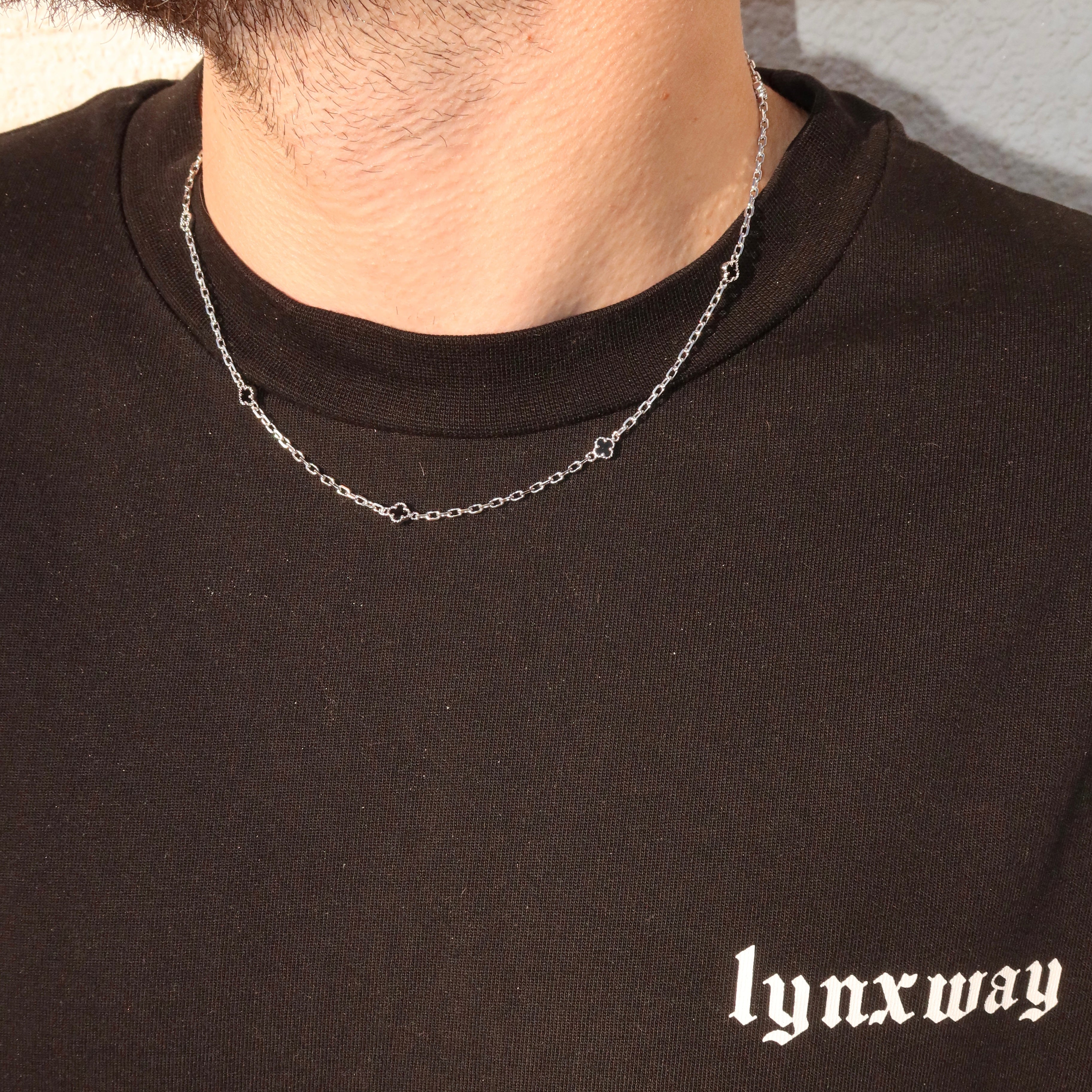 5mm White Gold Plated Motif Necklace