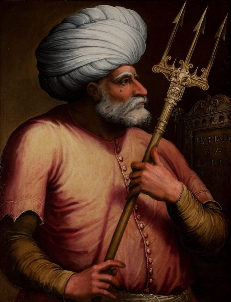 14K Gold Plated Poseidon Barbaros Pendant