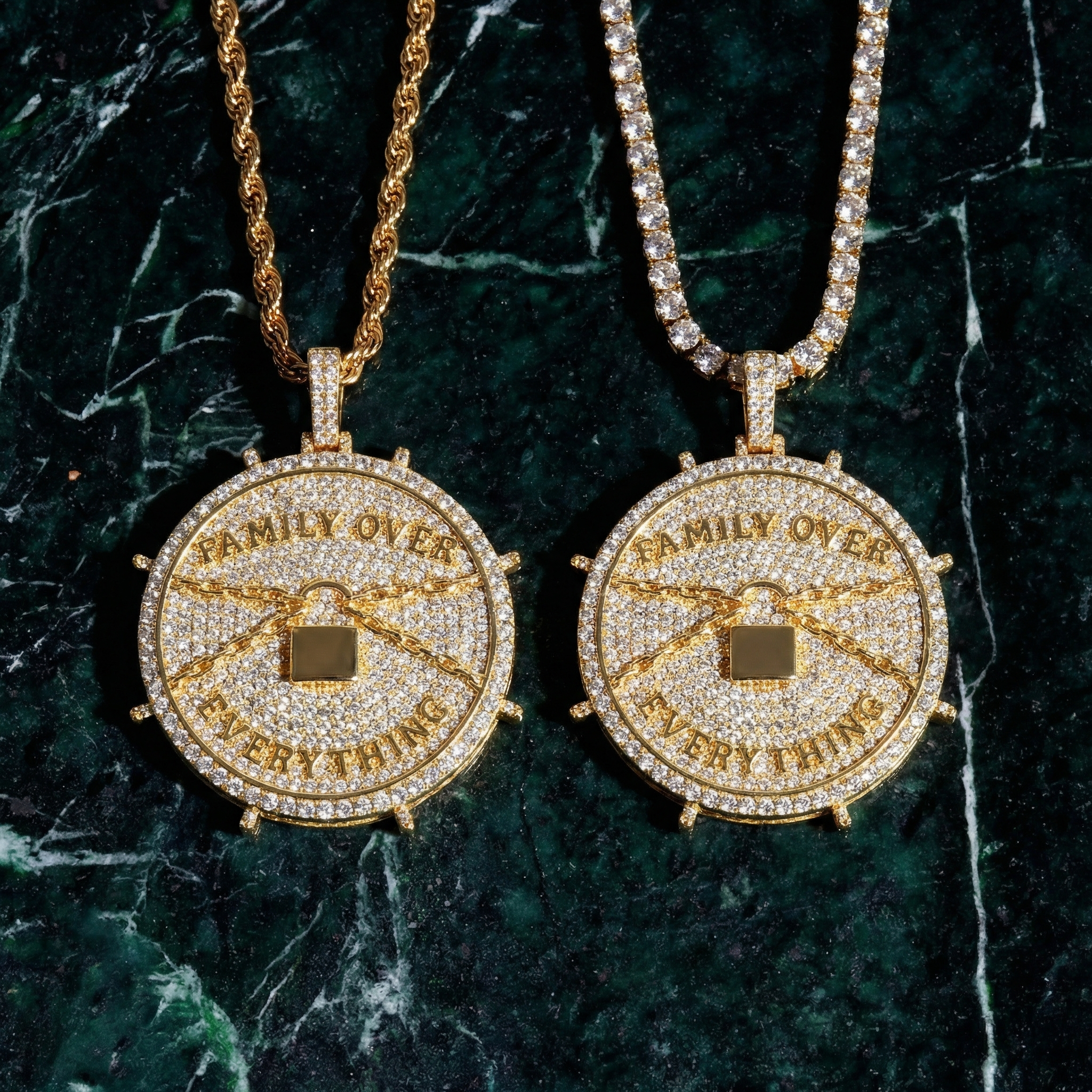 14K Gold Plated ''Family Over Everything'' Pendant