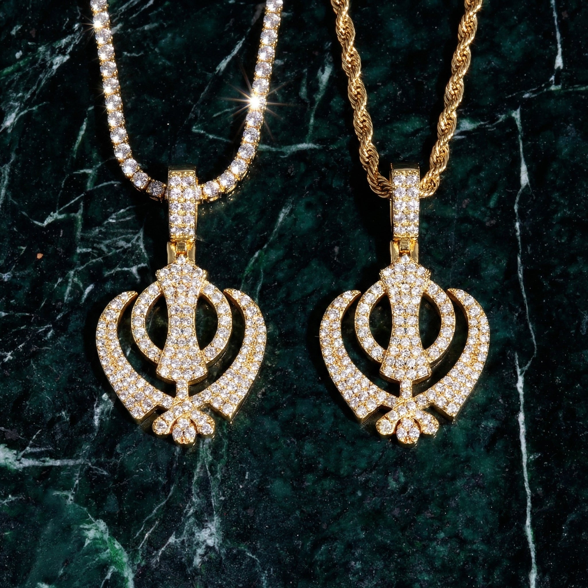 14K Gold Plated Khanda Pendant