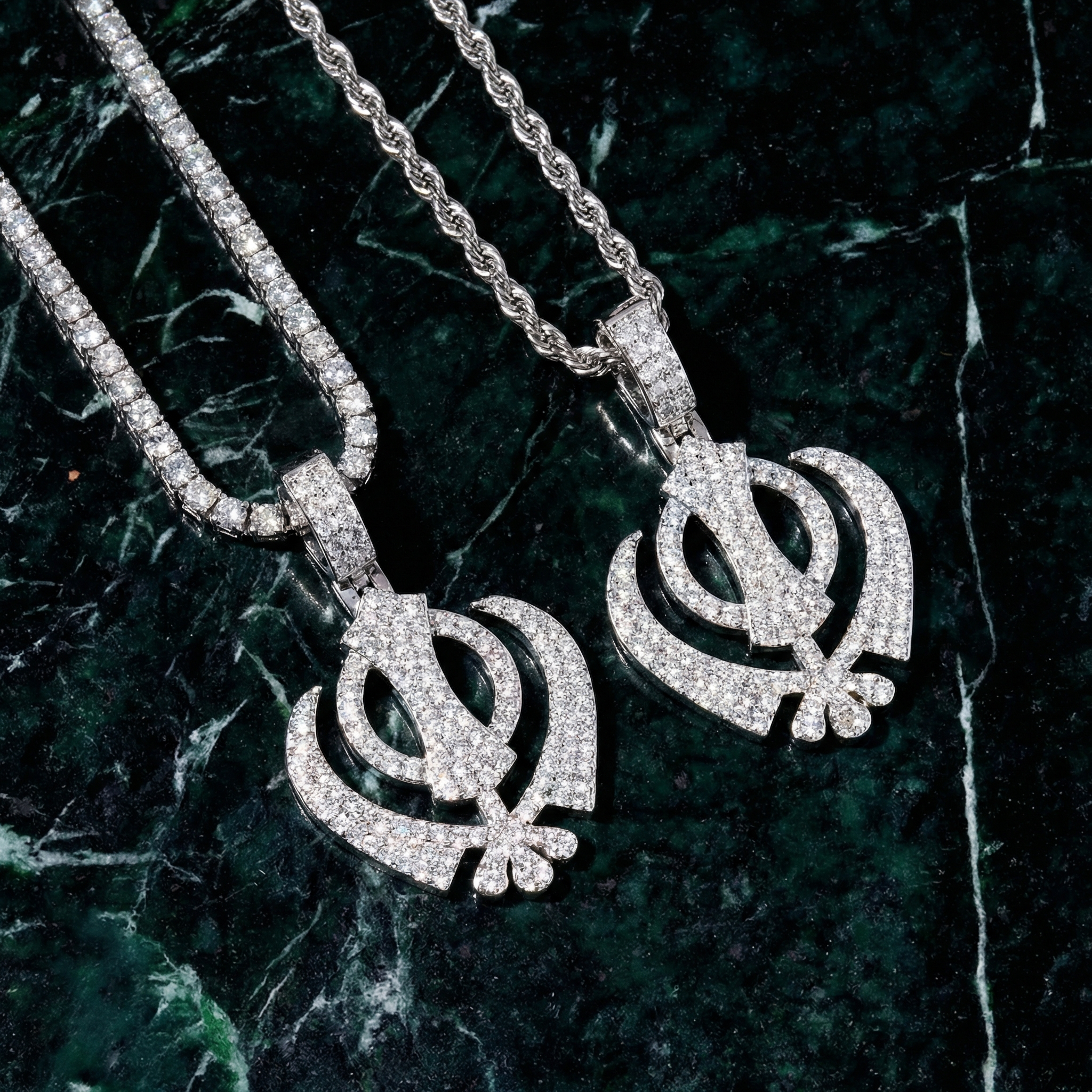 White Gold Plated Khanda Pendant