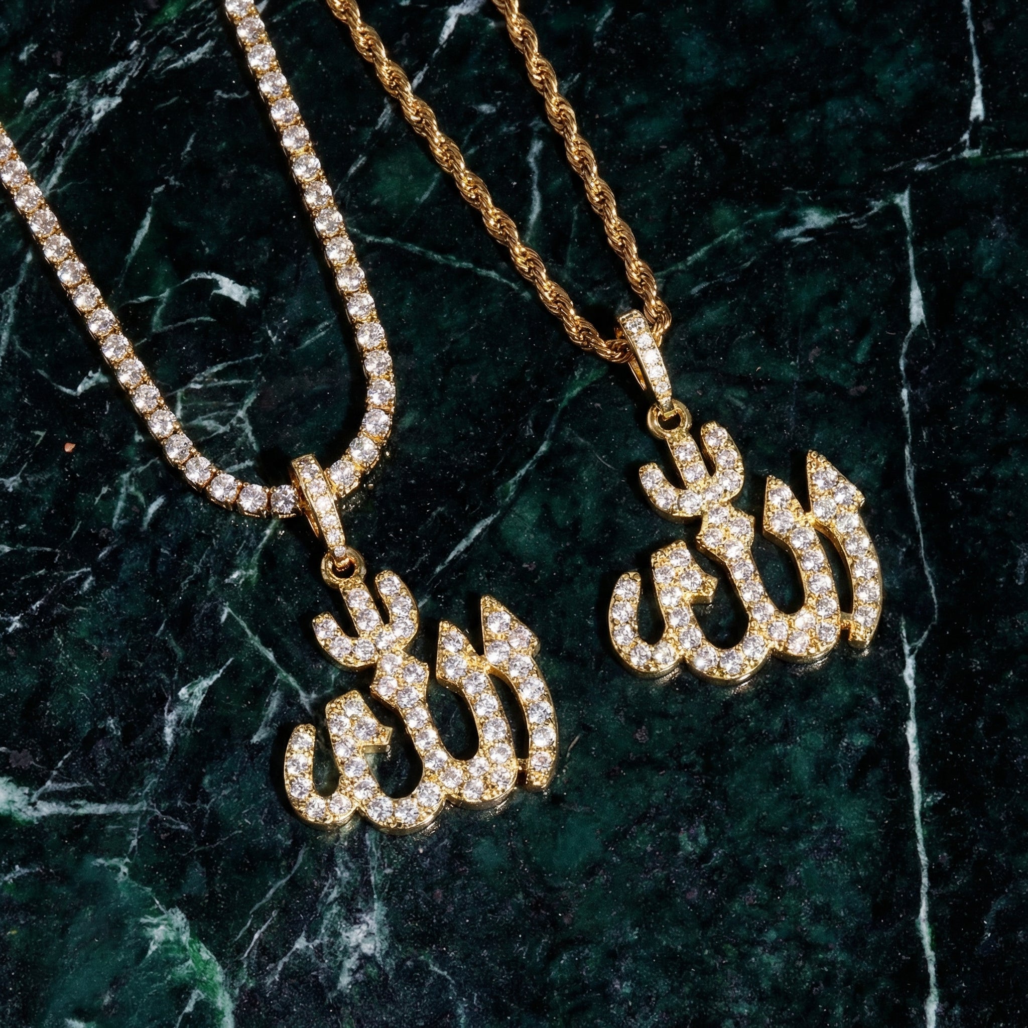 14K Gold Plated Mini Pendant w ''Allah''