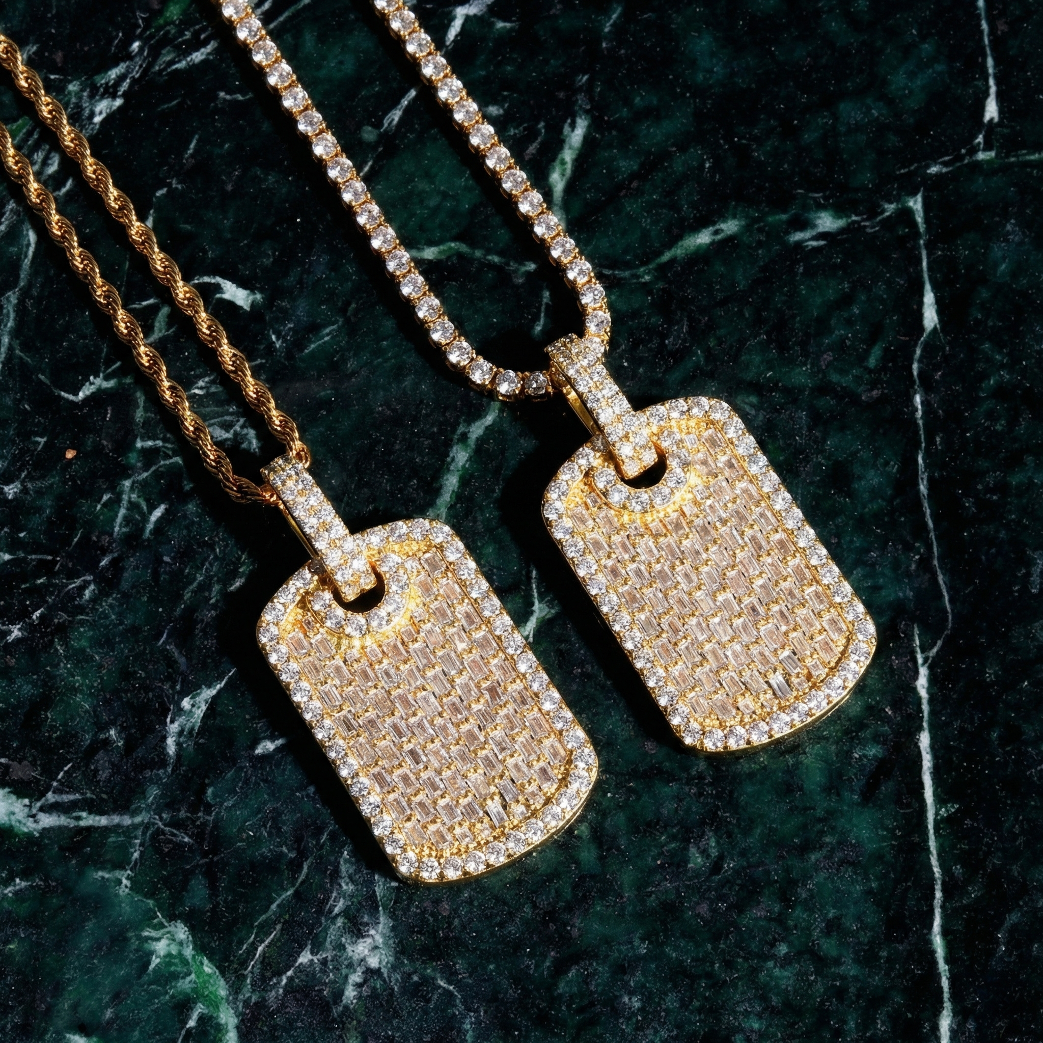 14K Gold Plated Baguette Tag