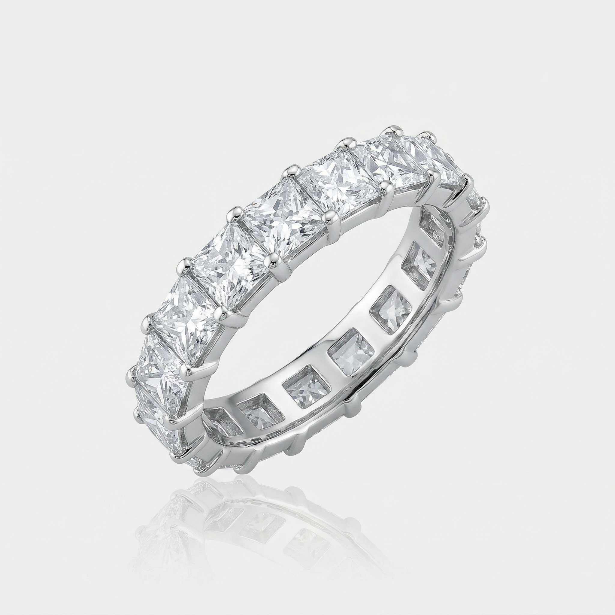 925 Sterling Silver Baguette Tennis Ring