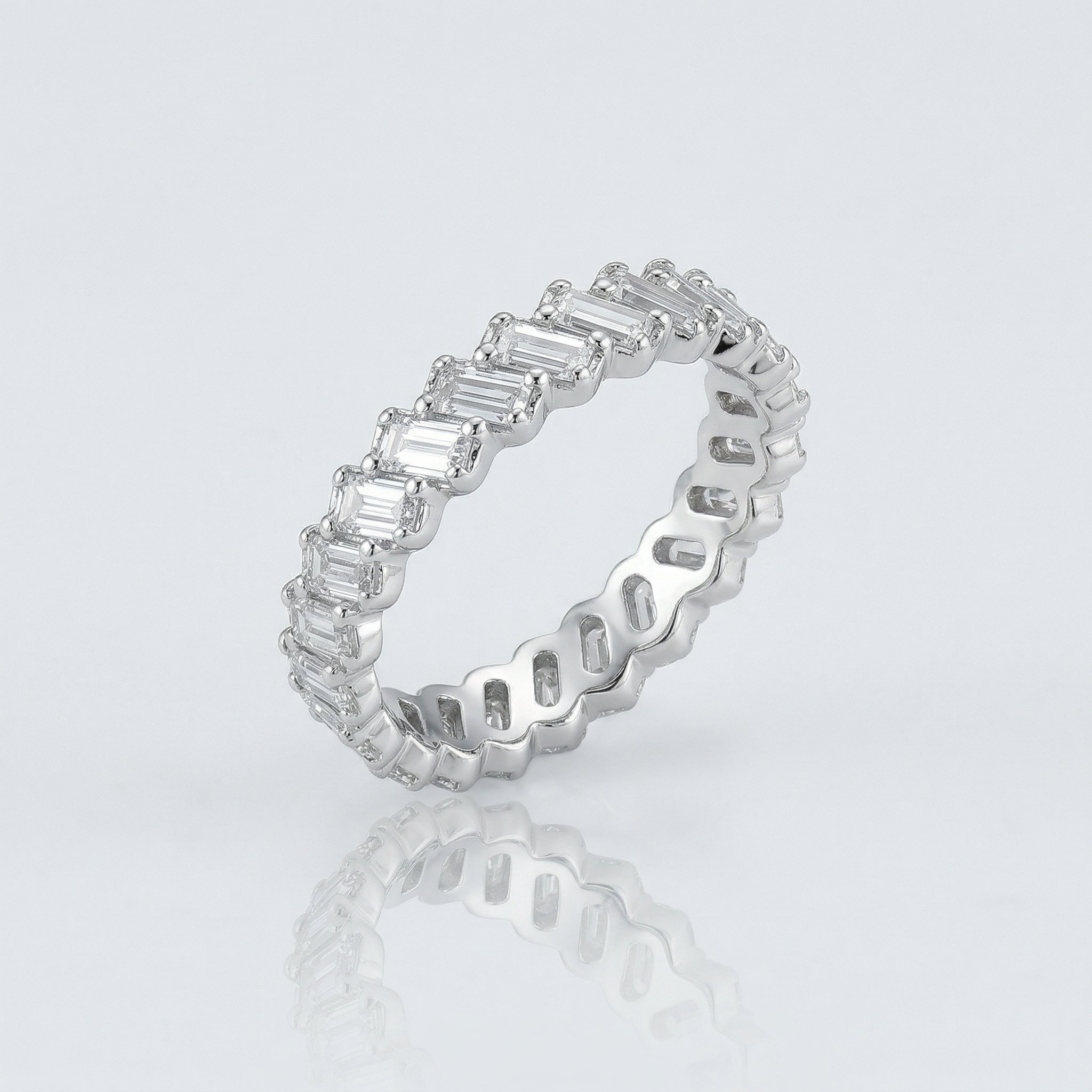 925 Sterling Silver Baguette Row Ring