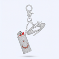 Iced Out Turkish Flag Lighter Case J5 + Iced Out Clasps + Iced GC Logo Pendant