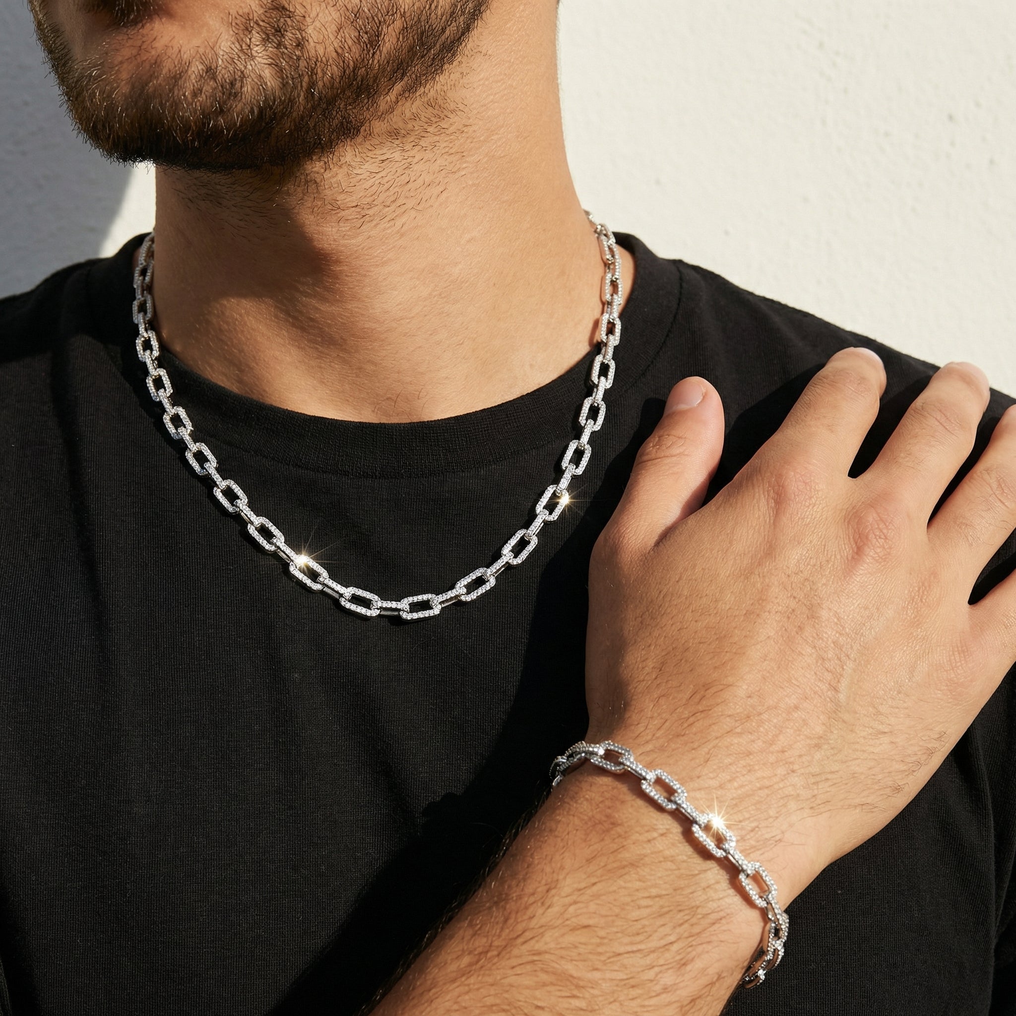 6mm White Gold Plated Link Set