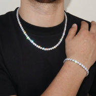 5mm White Gold Plated Tennis Set