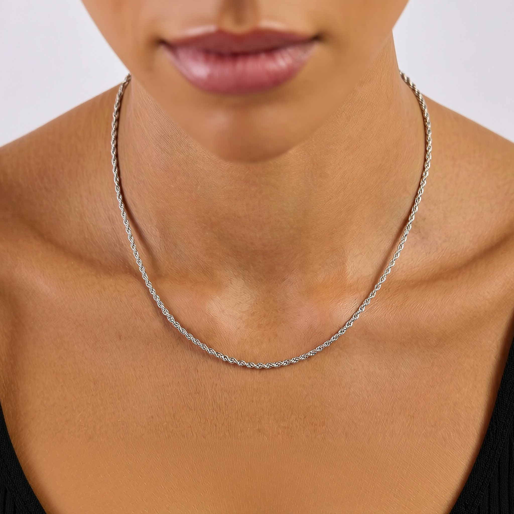 3mm White Gold Rope Chain W