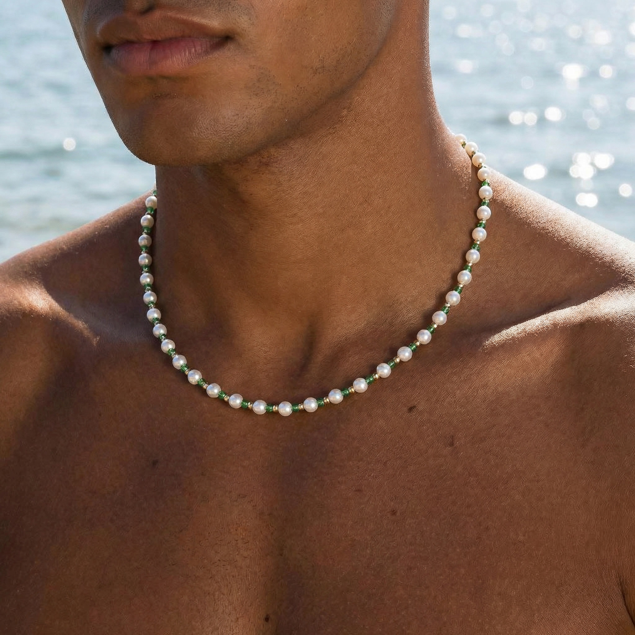 5mm Green Beads Pearl Chain