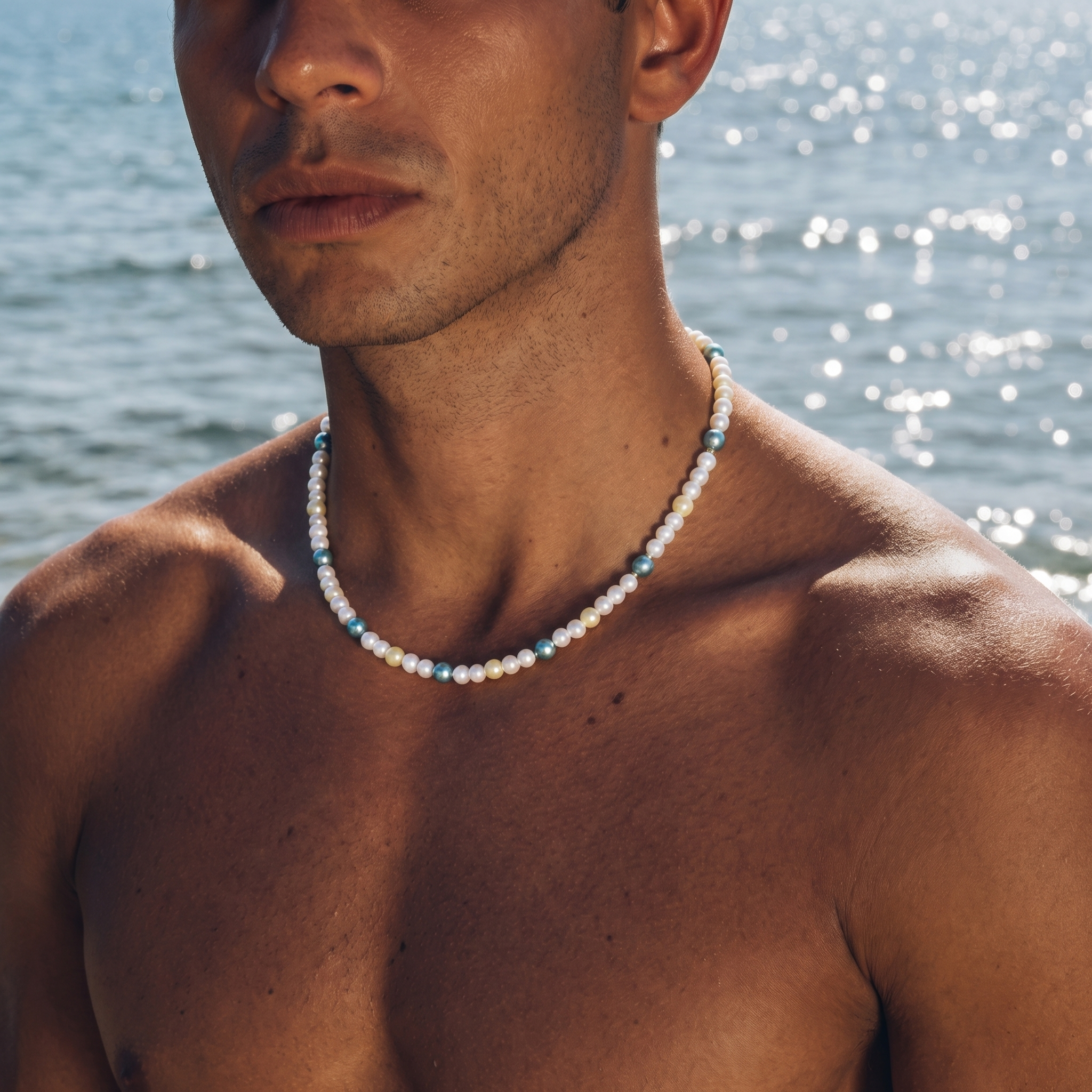 7mm Tri-Color Round Pearl Chain