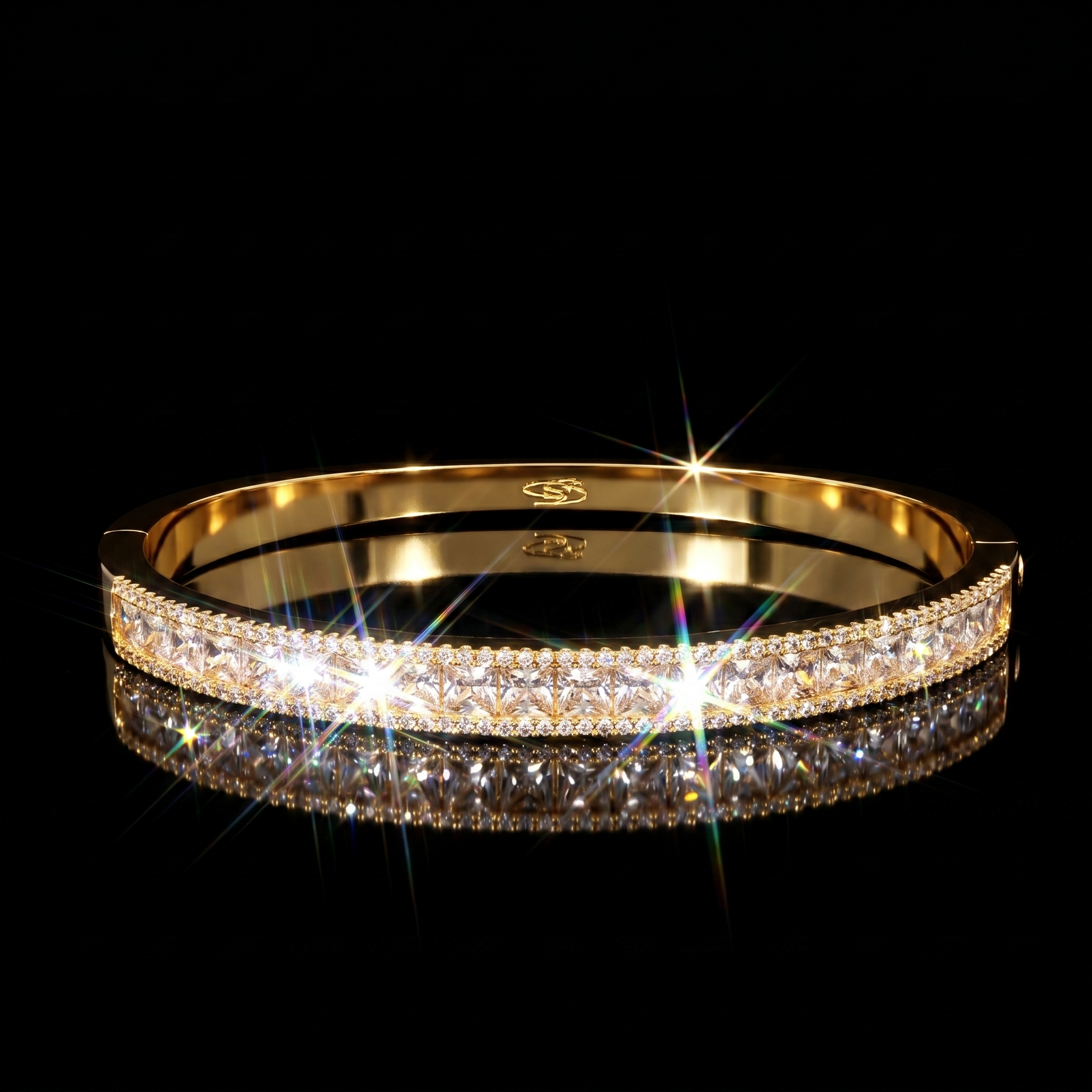 14K Gold Plated CZ Bangle