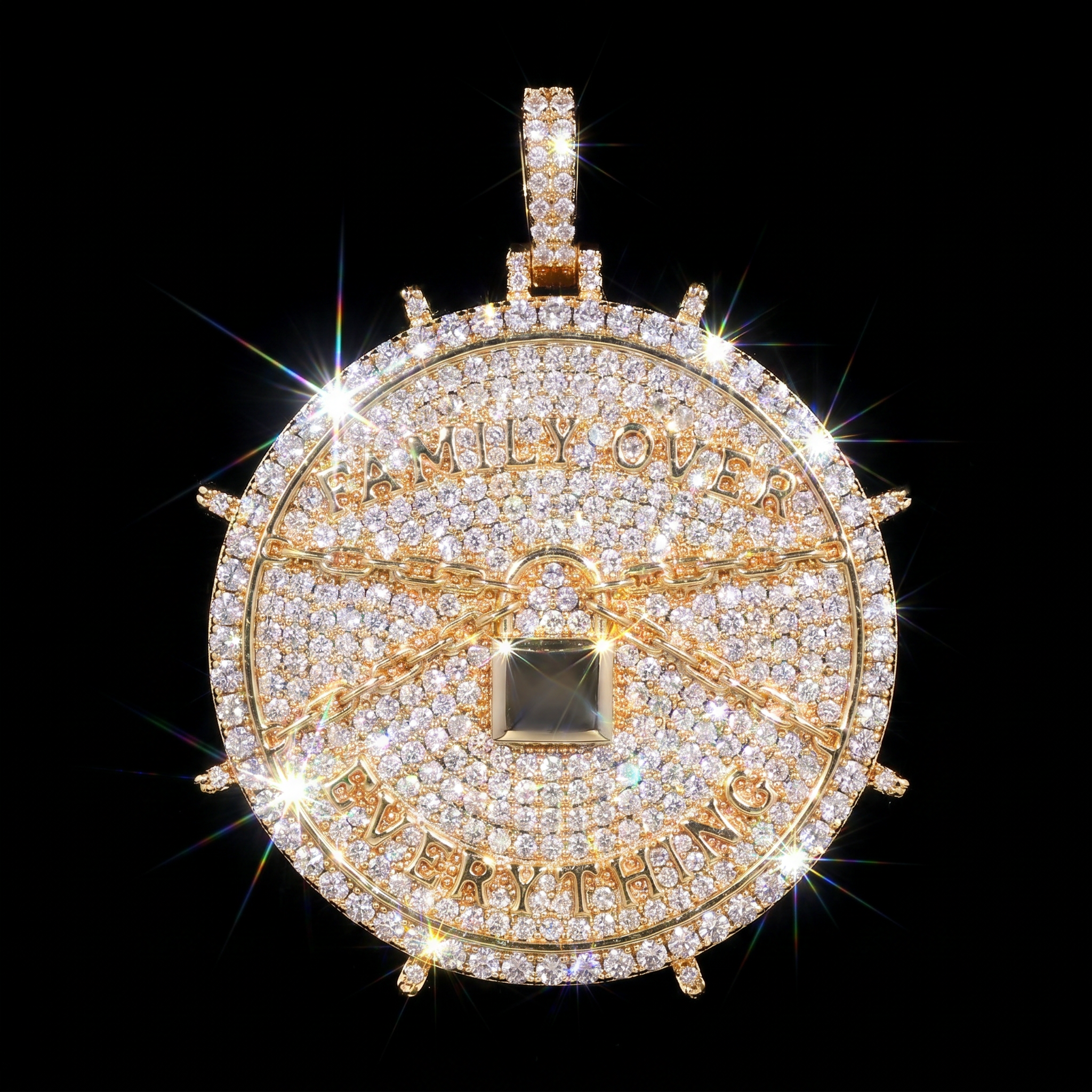 14K Gold Plated ''Family Over Everything'' Pendant