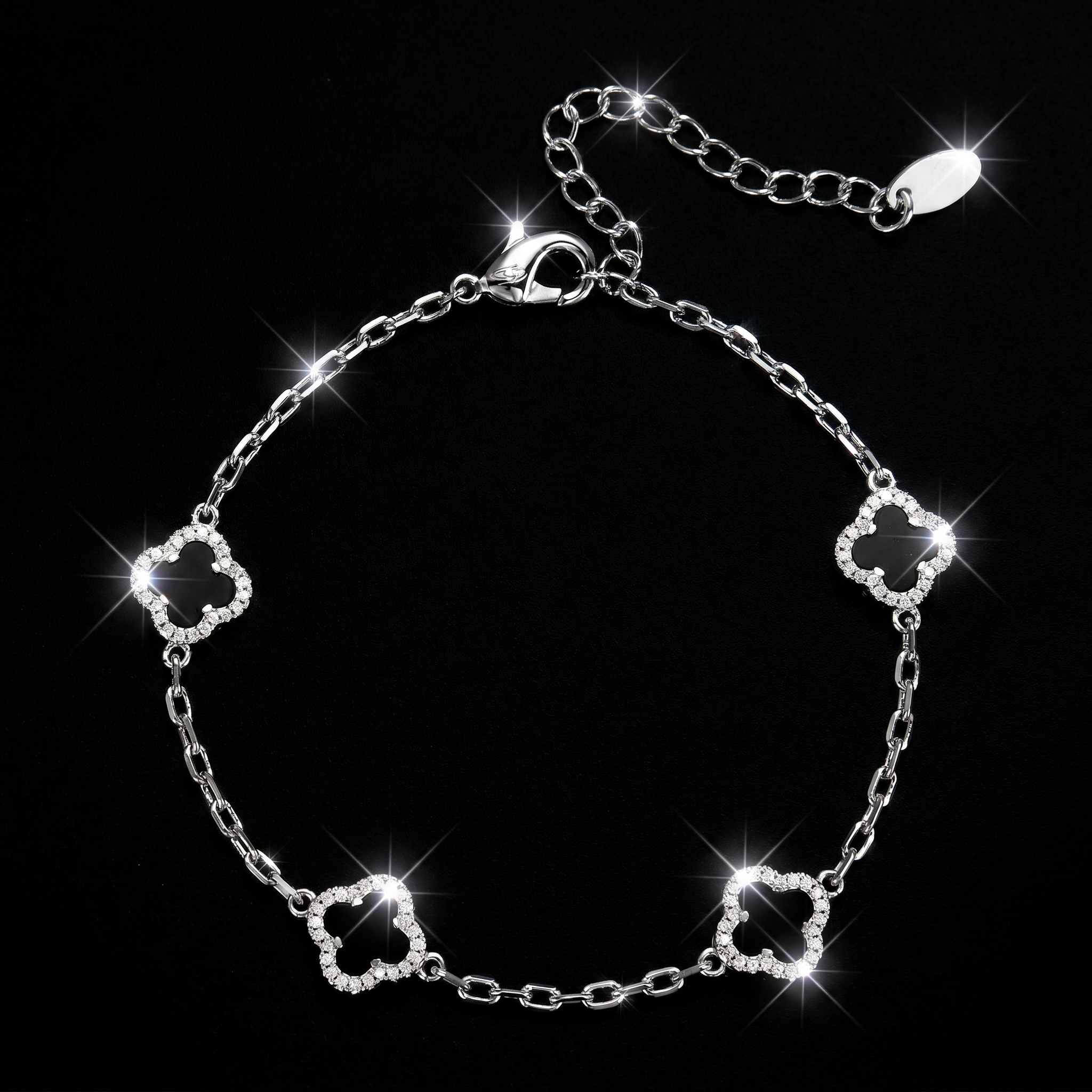 10mm White Gold Plated Iced Motif Bracelet