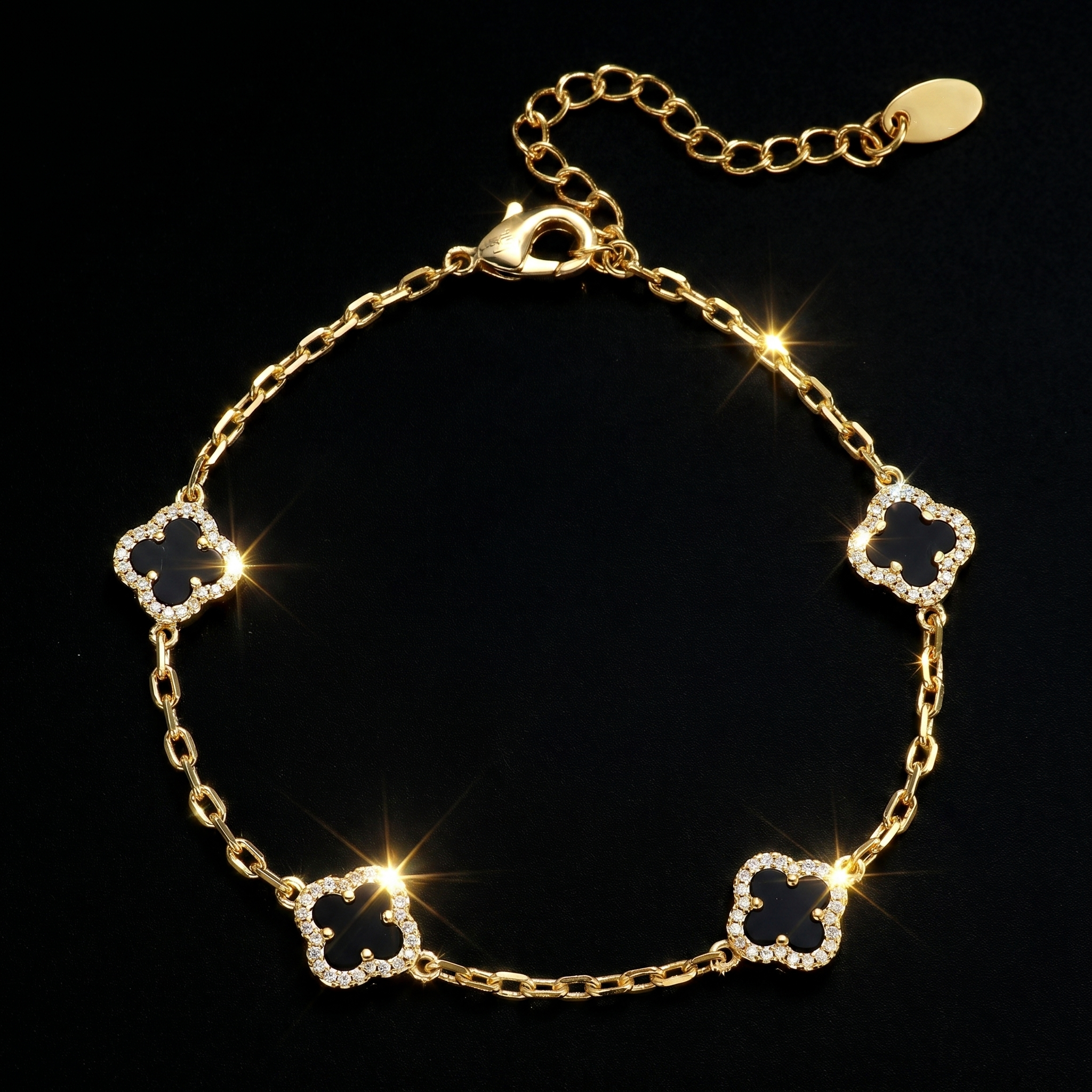 10mm 14K Gold Plated Iced Motif Bracelet