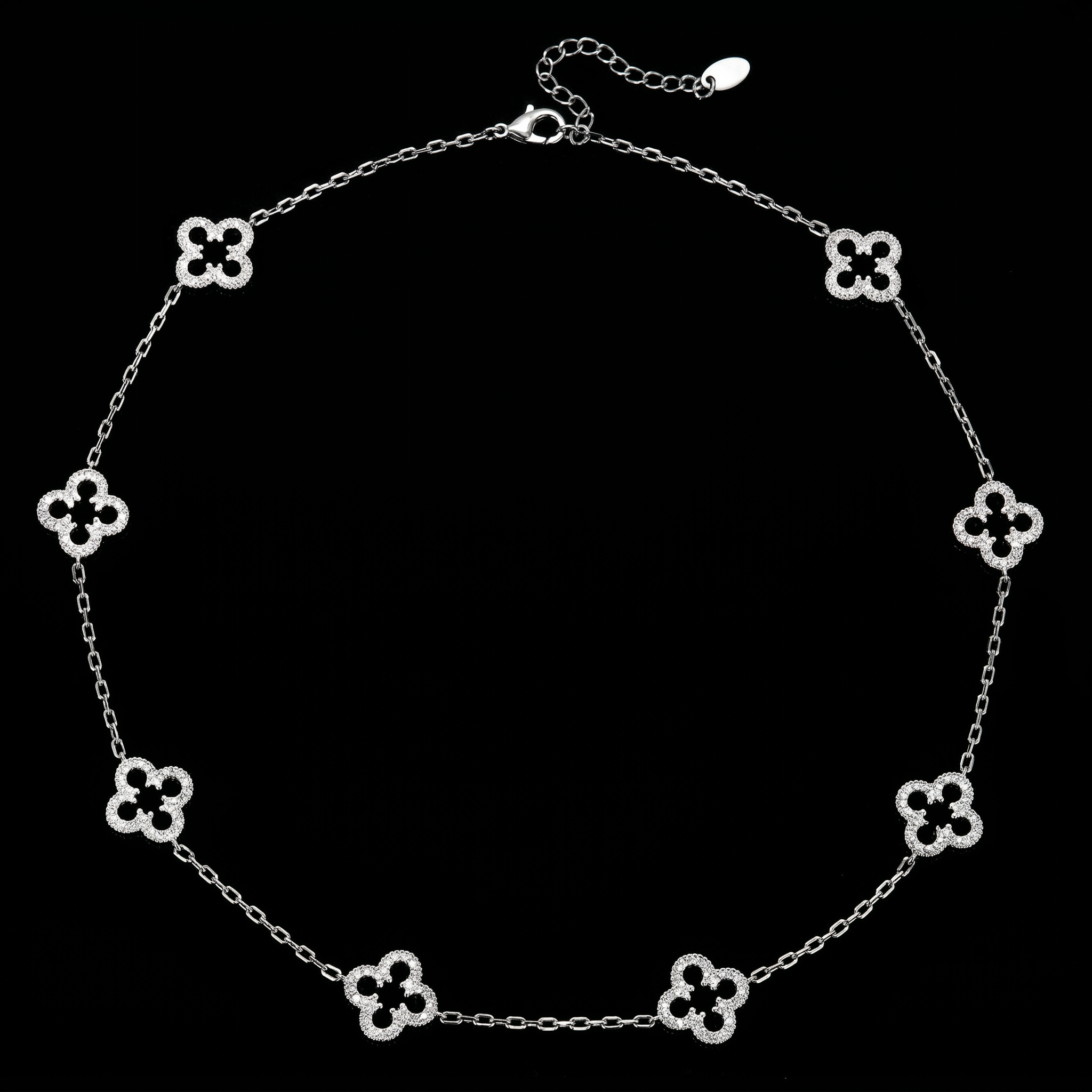 White Gold Plated Iced Motif Necklace