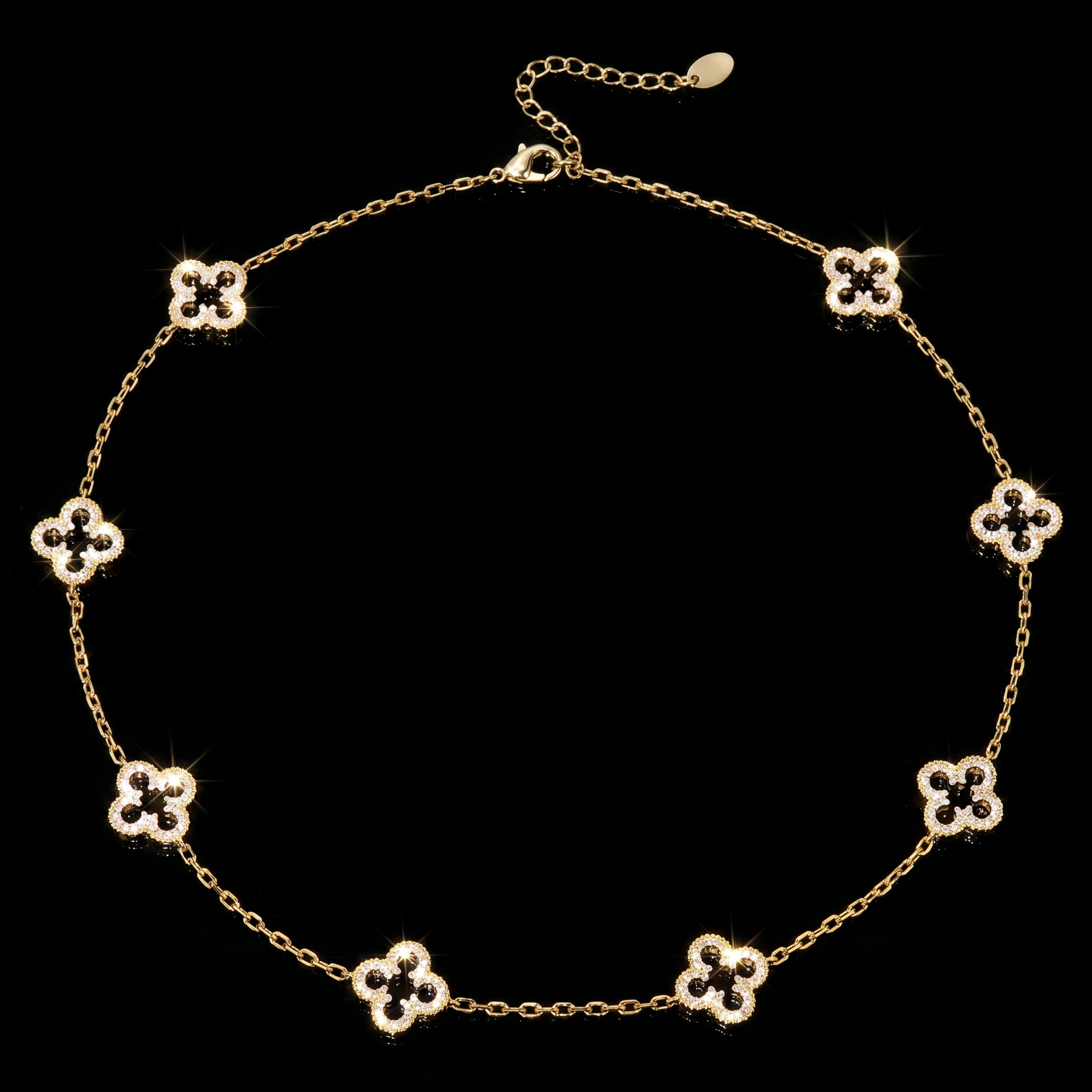 14K Gold Plated Iced Motif Necklace