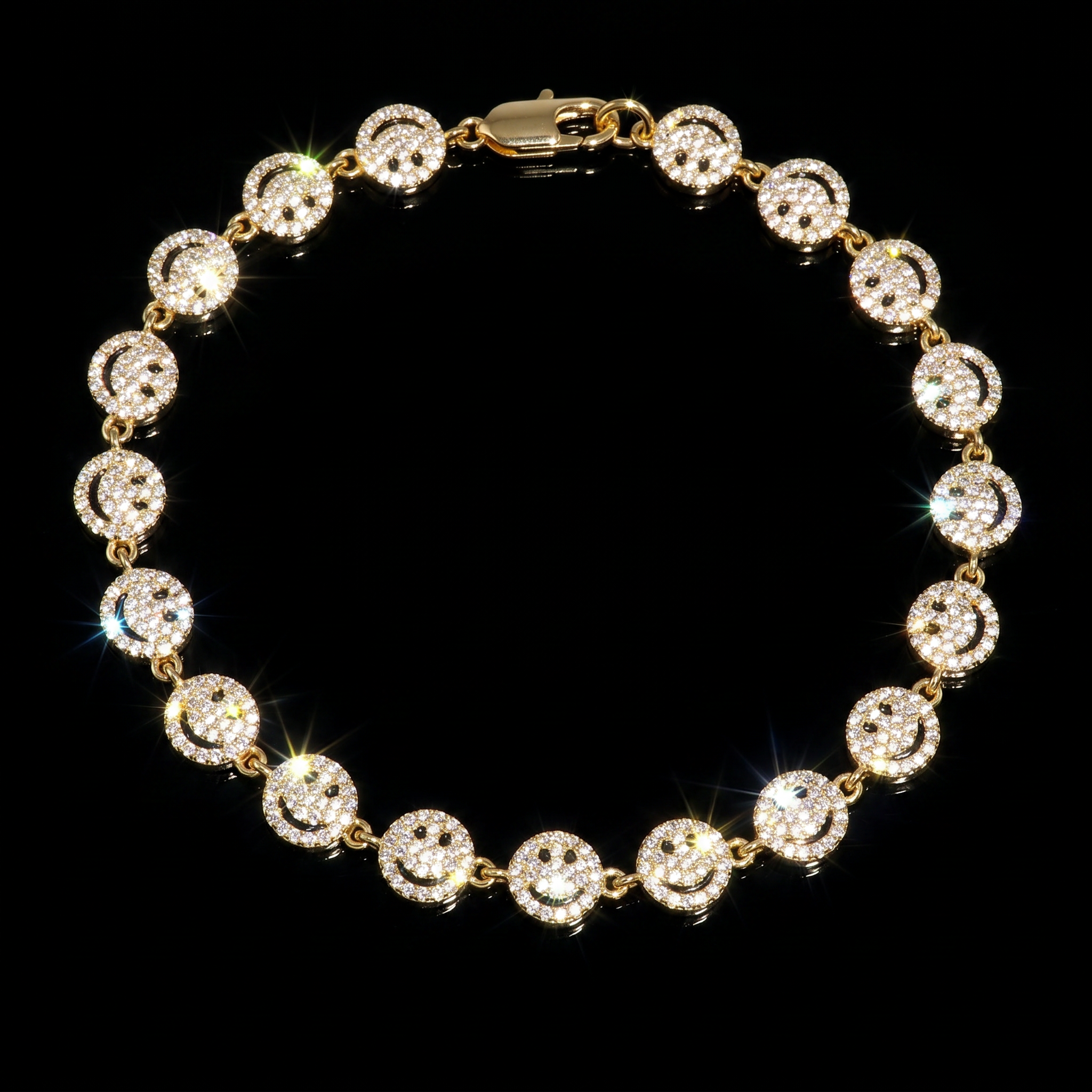 7mm 14K Gold Plated Iced Smile Bracelet