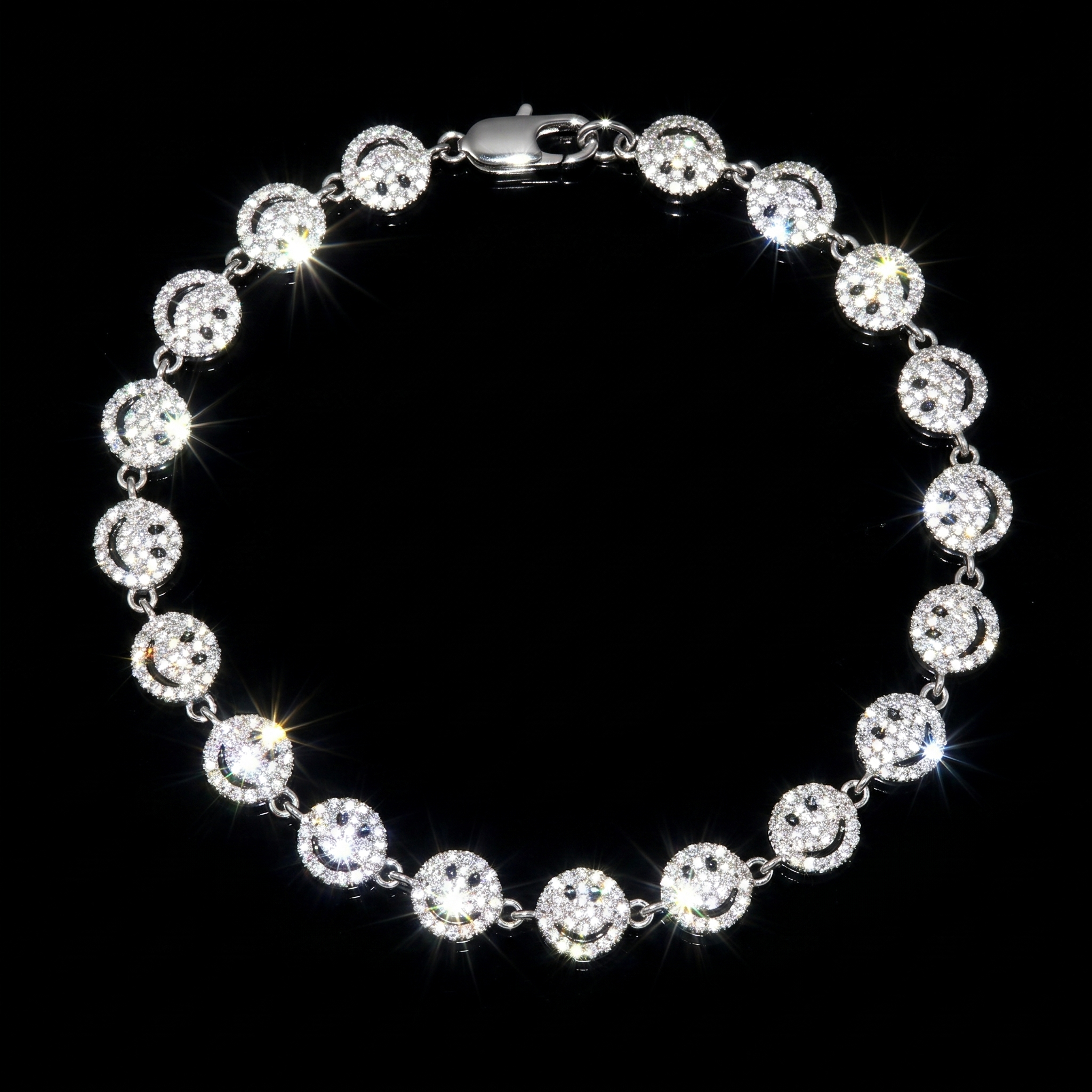 7mm White Gold Plated Iced Smile Bracelet