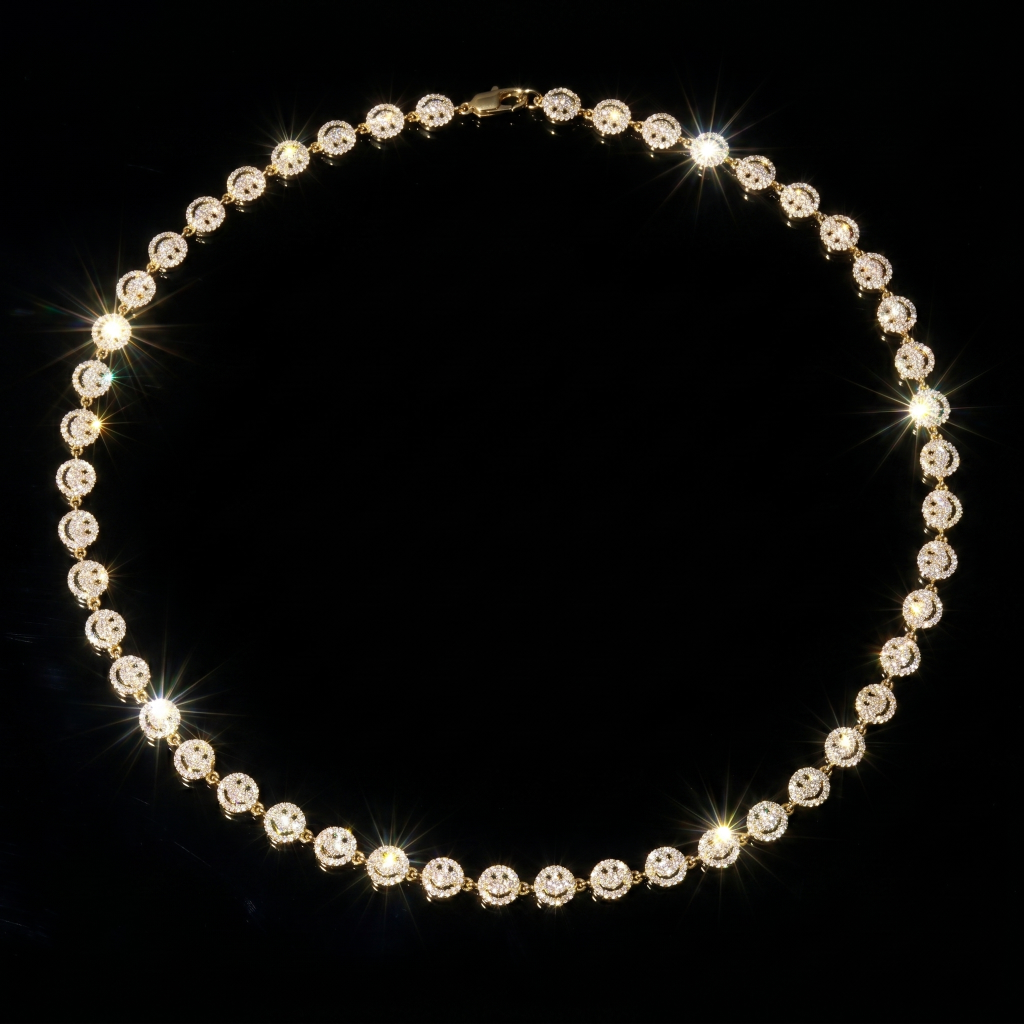 7mm 14K Gold Plated Iced Smile Chain