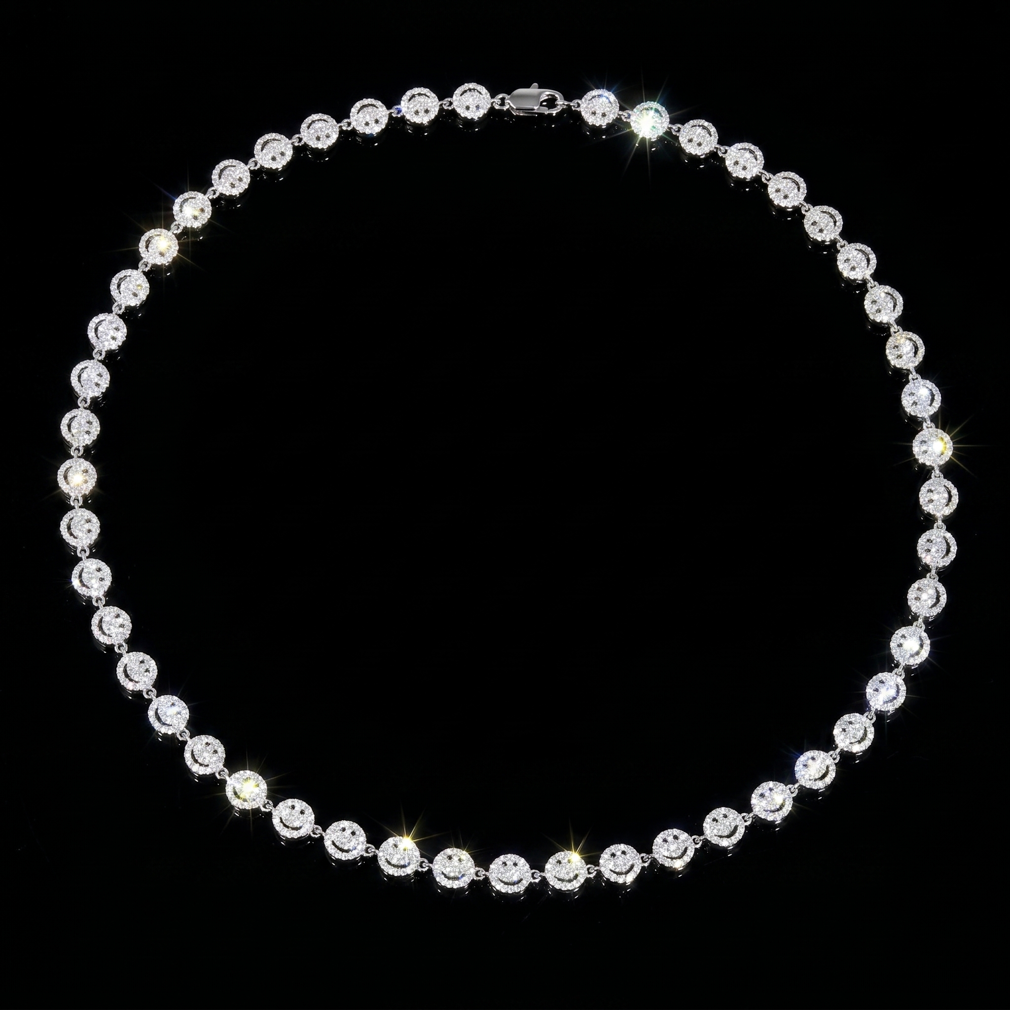7mm White Gold Plated Iced Smile Chain
