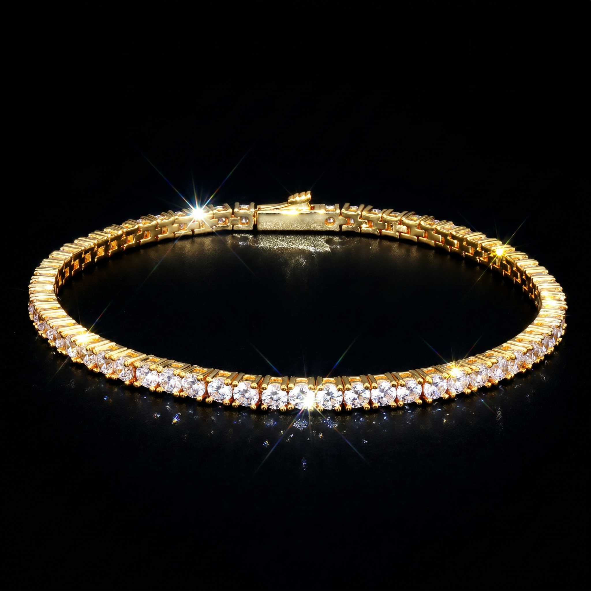 3mm 14K Gold Plated Tennis Bracelet