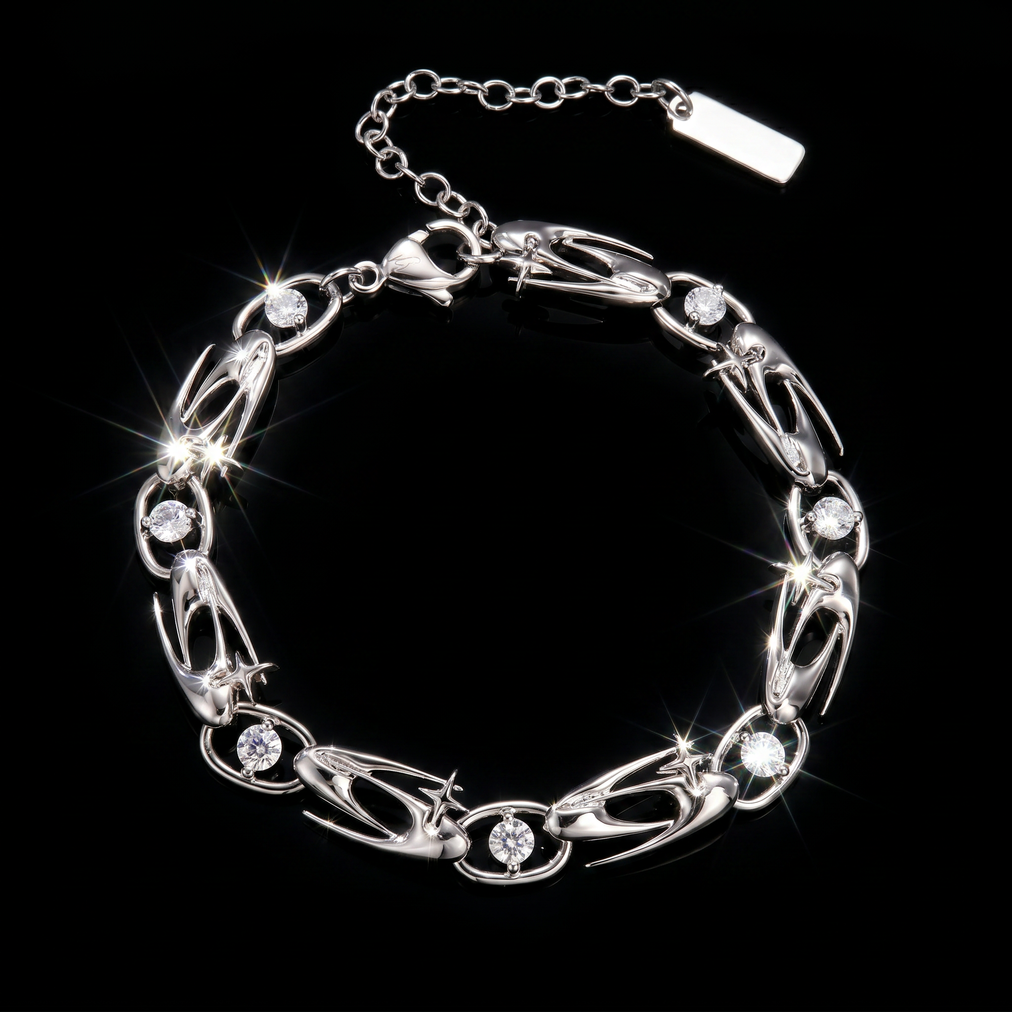 White Gold Plated GC Logo Link Bracelet